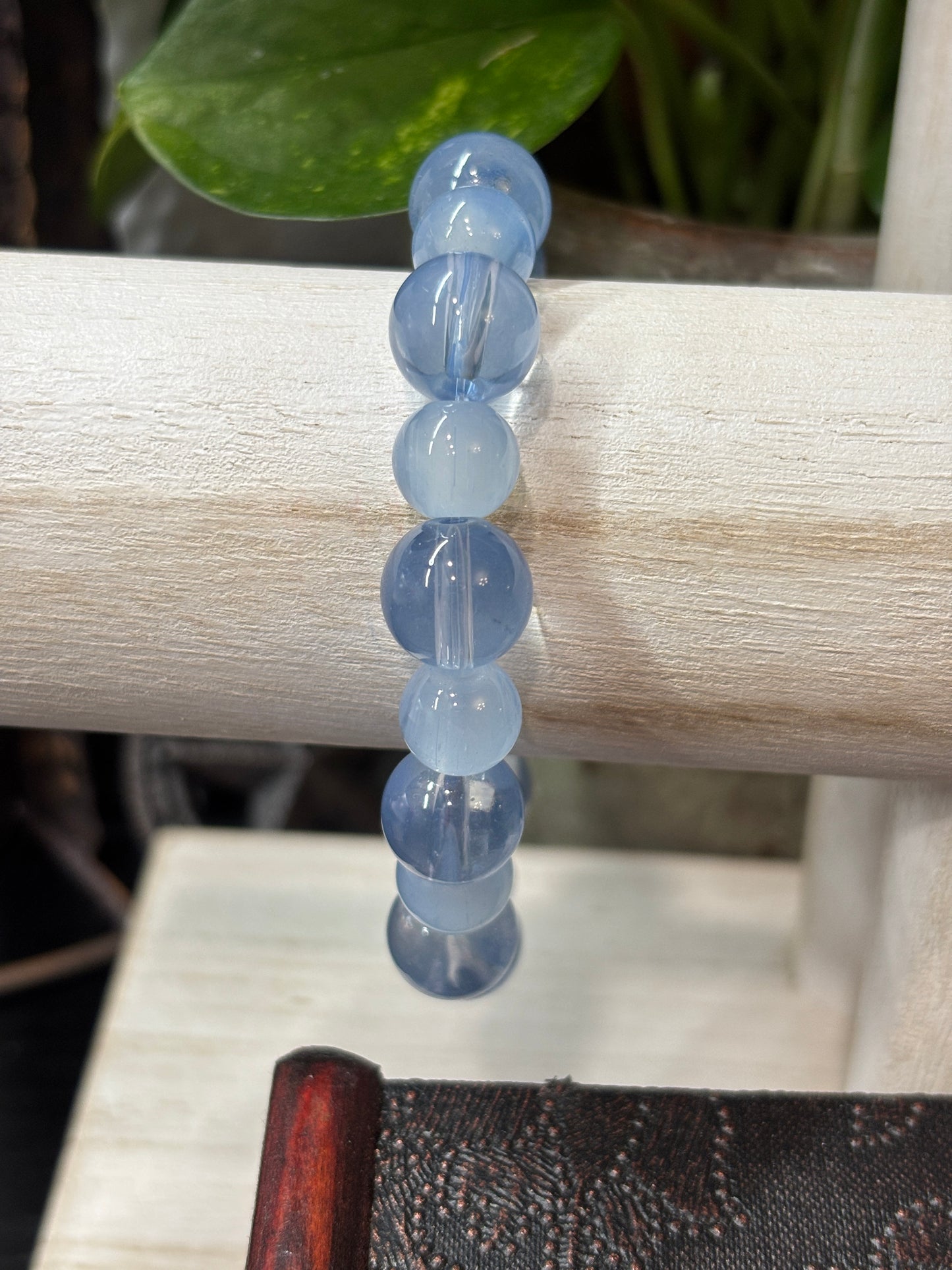 "Blue Iris" - Handmade Glass Beaded Stretch Bracelet