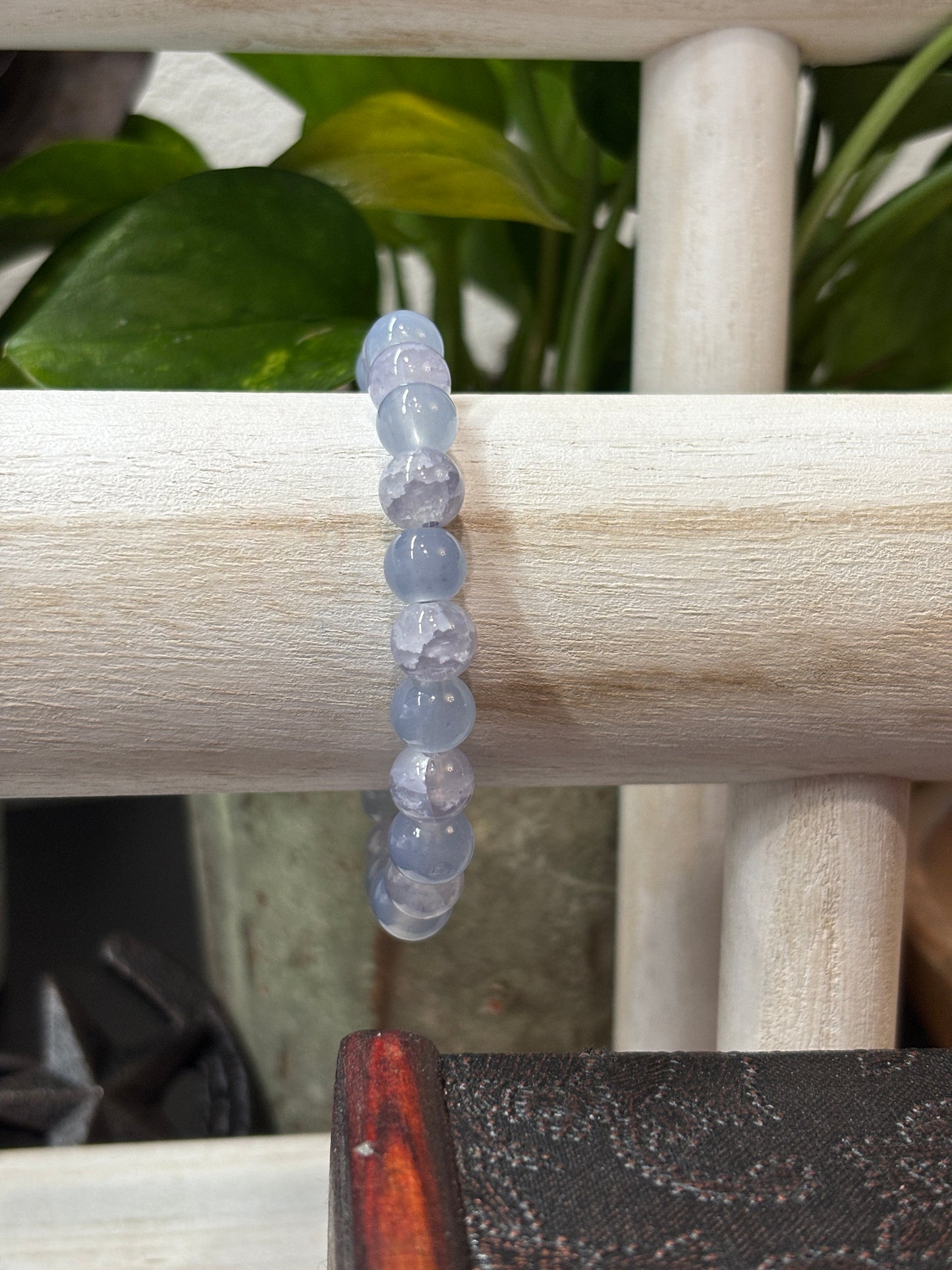 "Stormy" - Handmade Glass Beaded Stretch Bracelet
