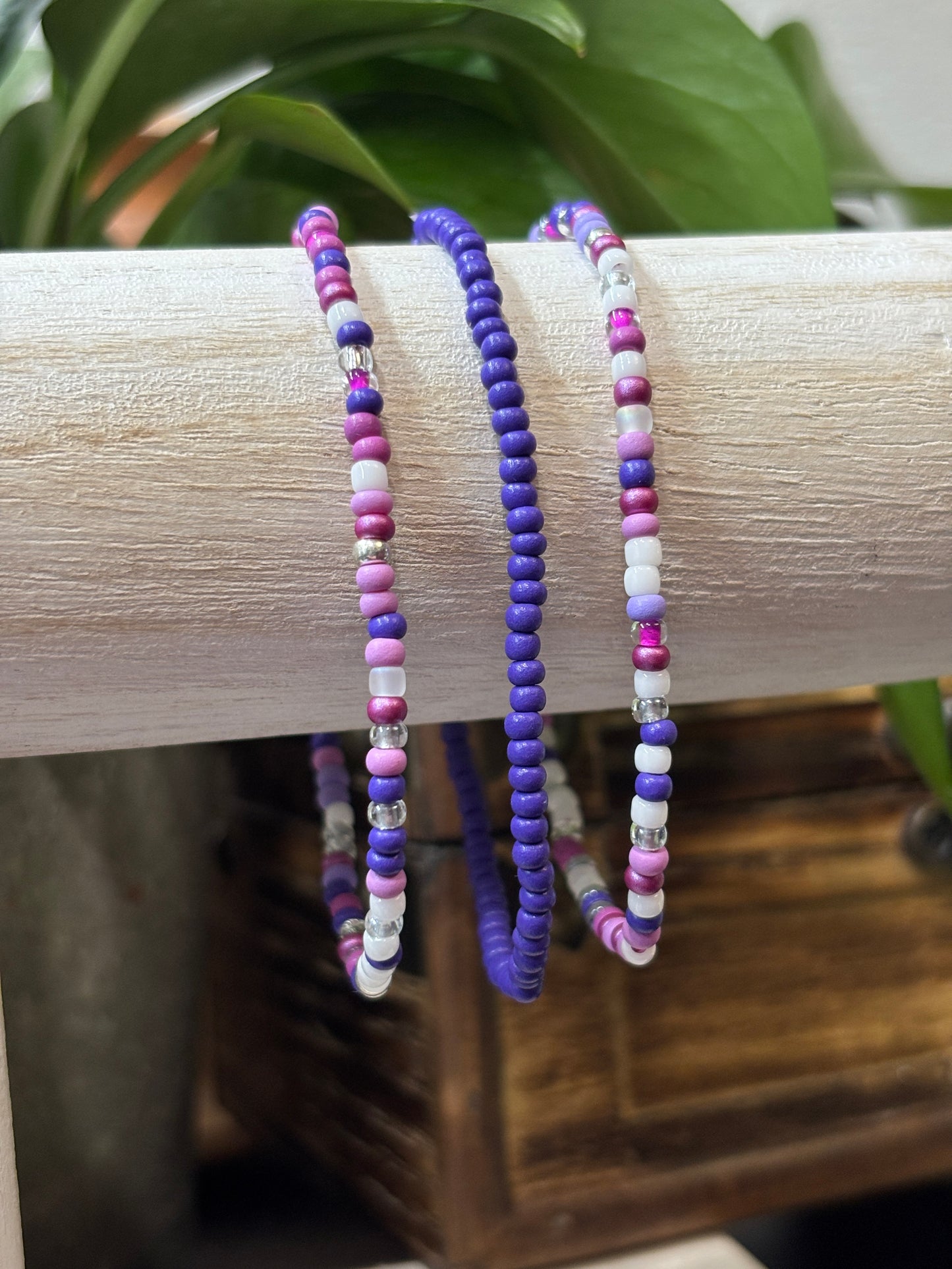 "Mystic Haze" - Handmade Seed Bead Stretch Bracelet Set of 3