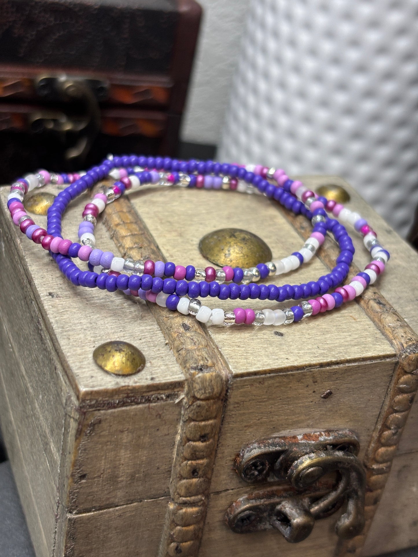 "Mystic Haze" - Handmade Seed Bead Stretch Bracelet Set of 3