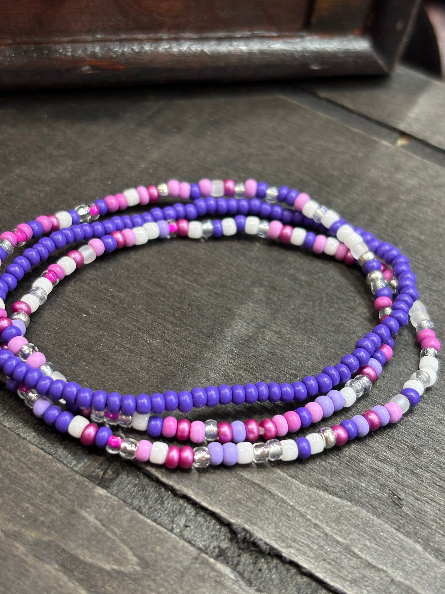 "Mystic Haze" - Handmade Seed Bead Stretch Bracelet Set of 3