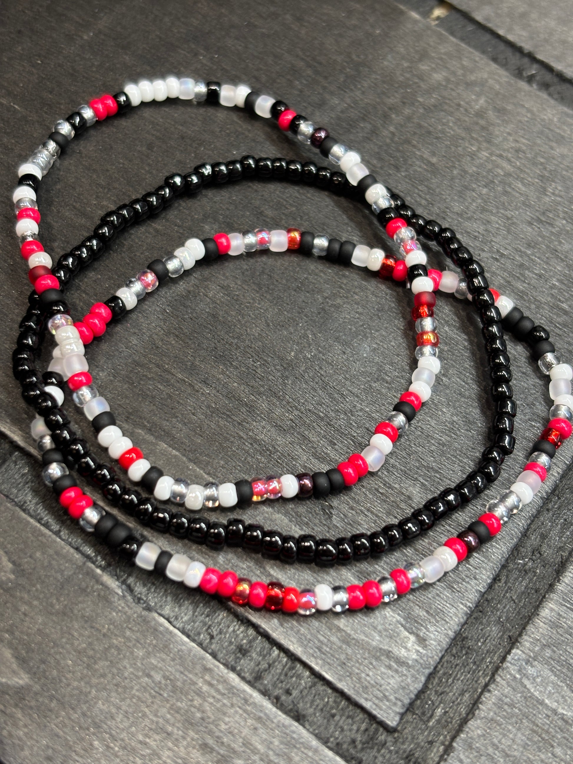 Steal Bloom  Handmade Seed Bead Stretch Bracelet Set of 3 - 1