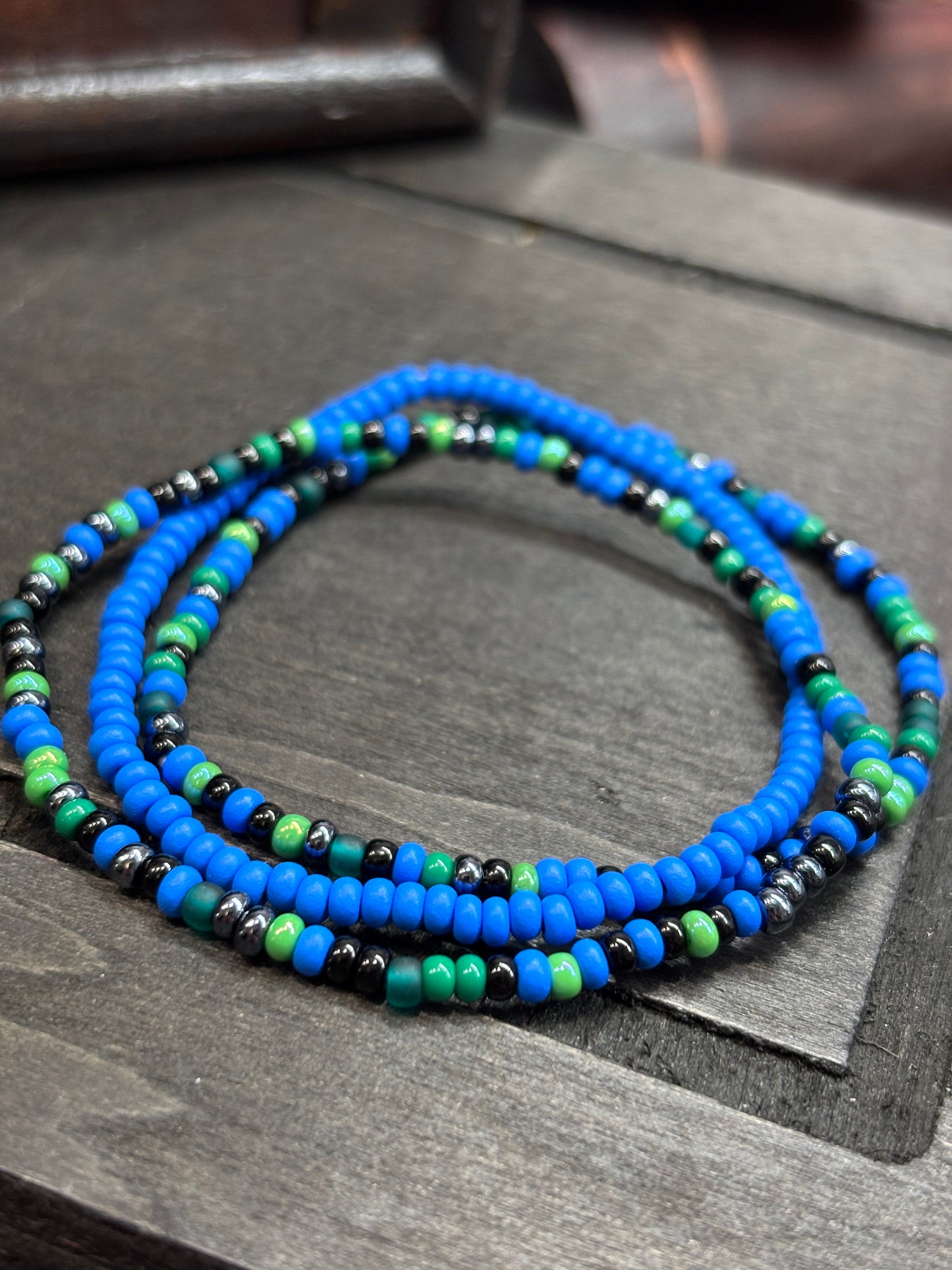 "Tide & Vine" - Handmade Seed Bead Stretch Bracelet Set of 3