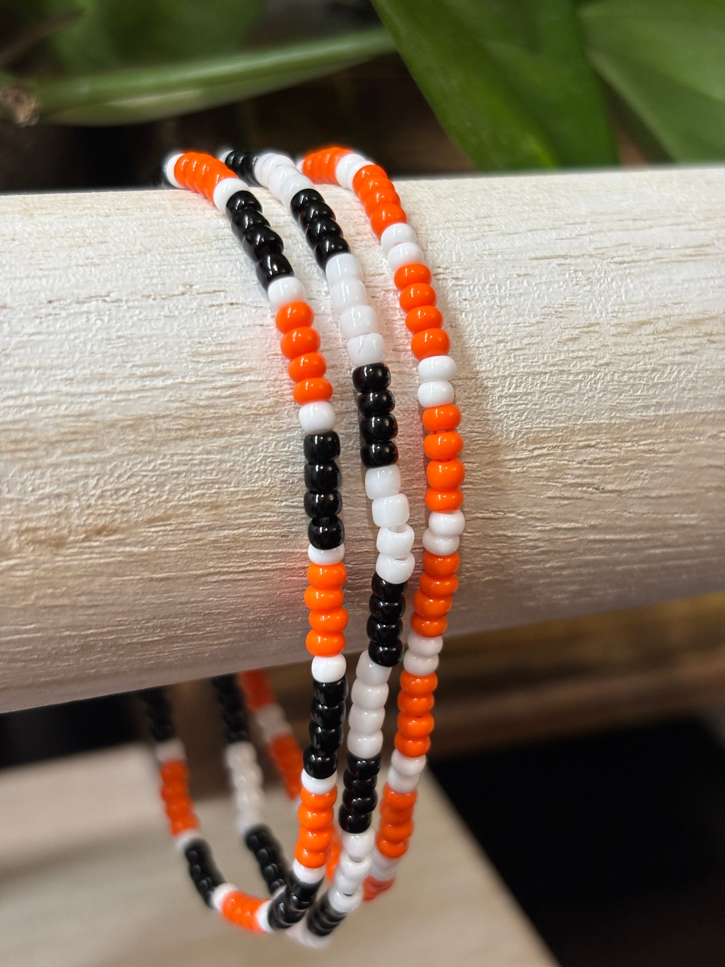 "Candy Coal" - Handmade Seed Bead Stretch Bracelet Set of 3