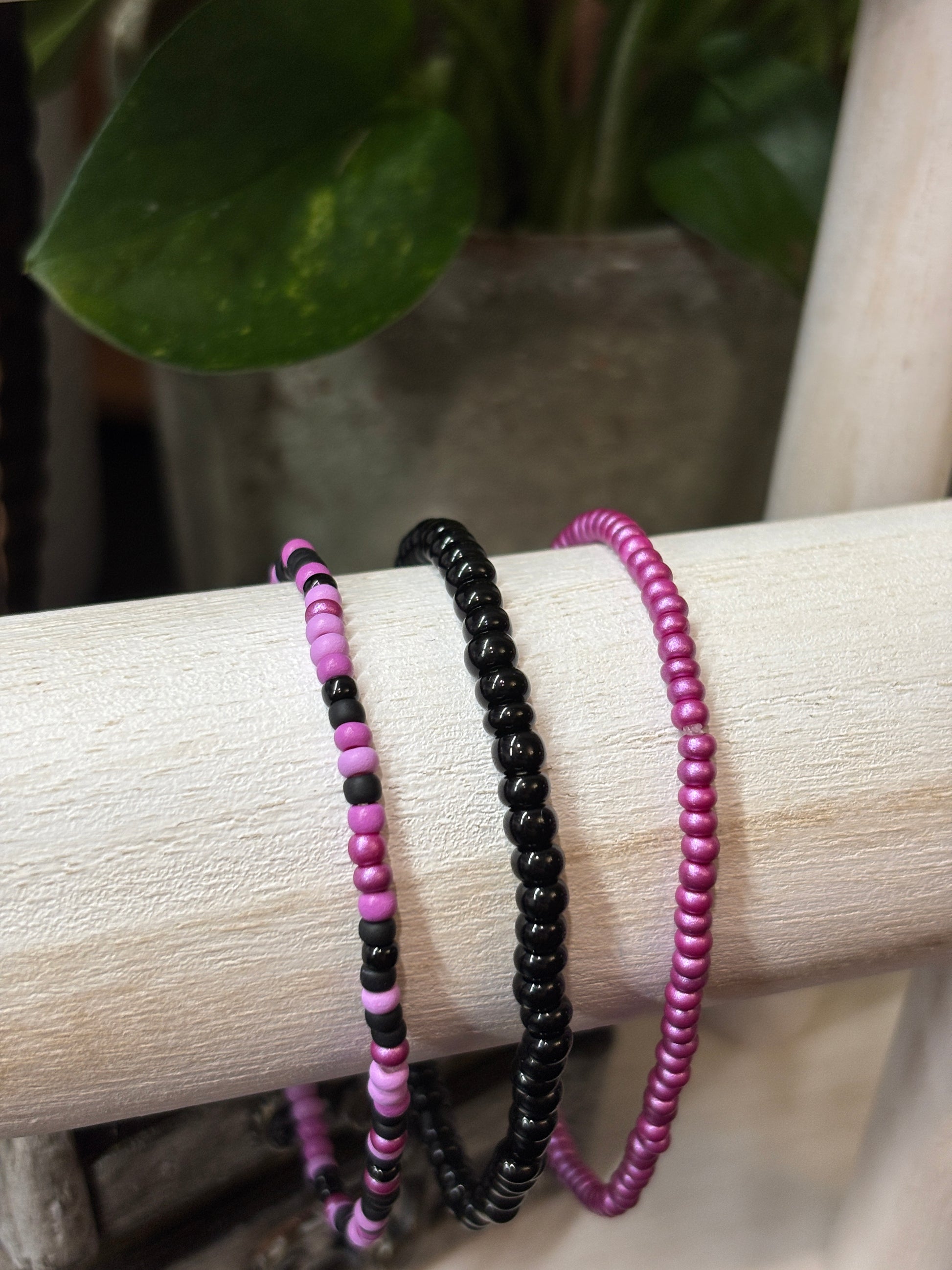 Ink & Iris  Handmade Seed Bead Stretch Bracelet Set of 3 - 3