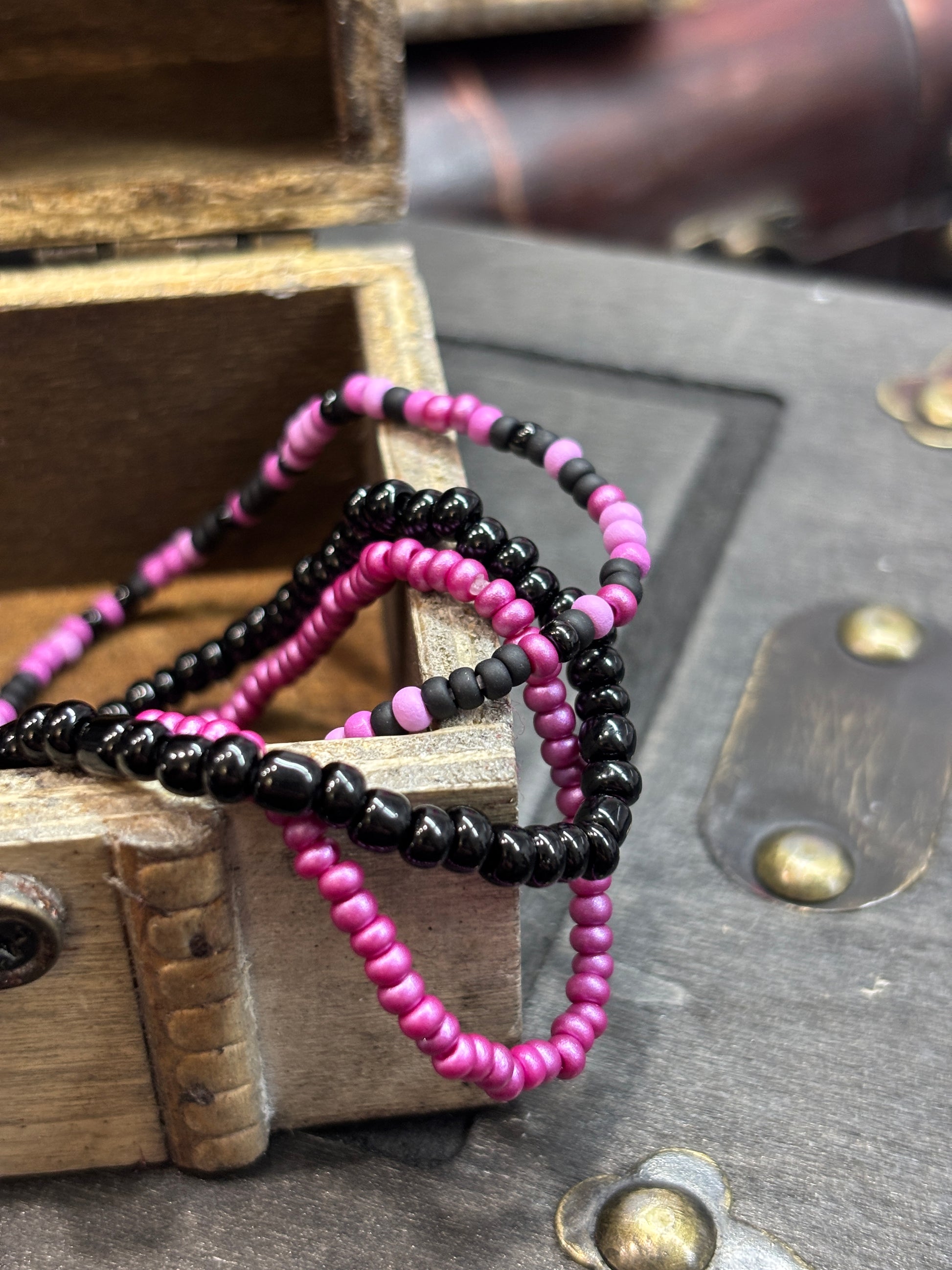 Ink & Iris  Handmade Seed Bead Stretch Bracelet Set of 3 - 1