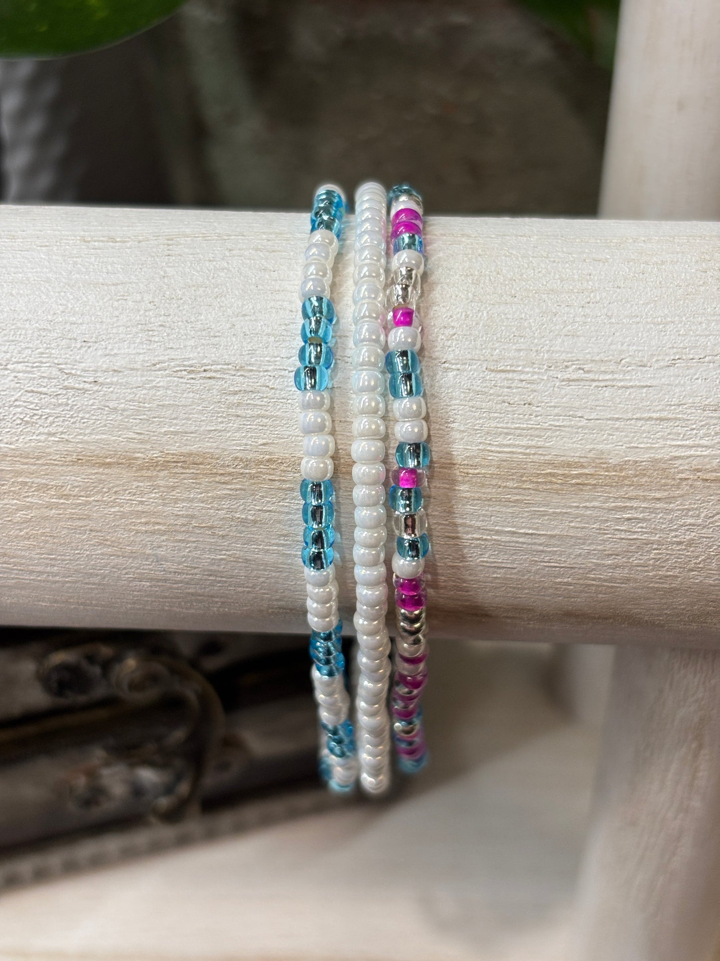 "Fairy Dust" - Handmade Seed Bead Stretch Bracelet Set of 3