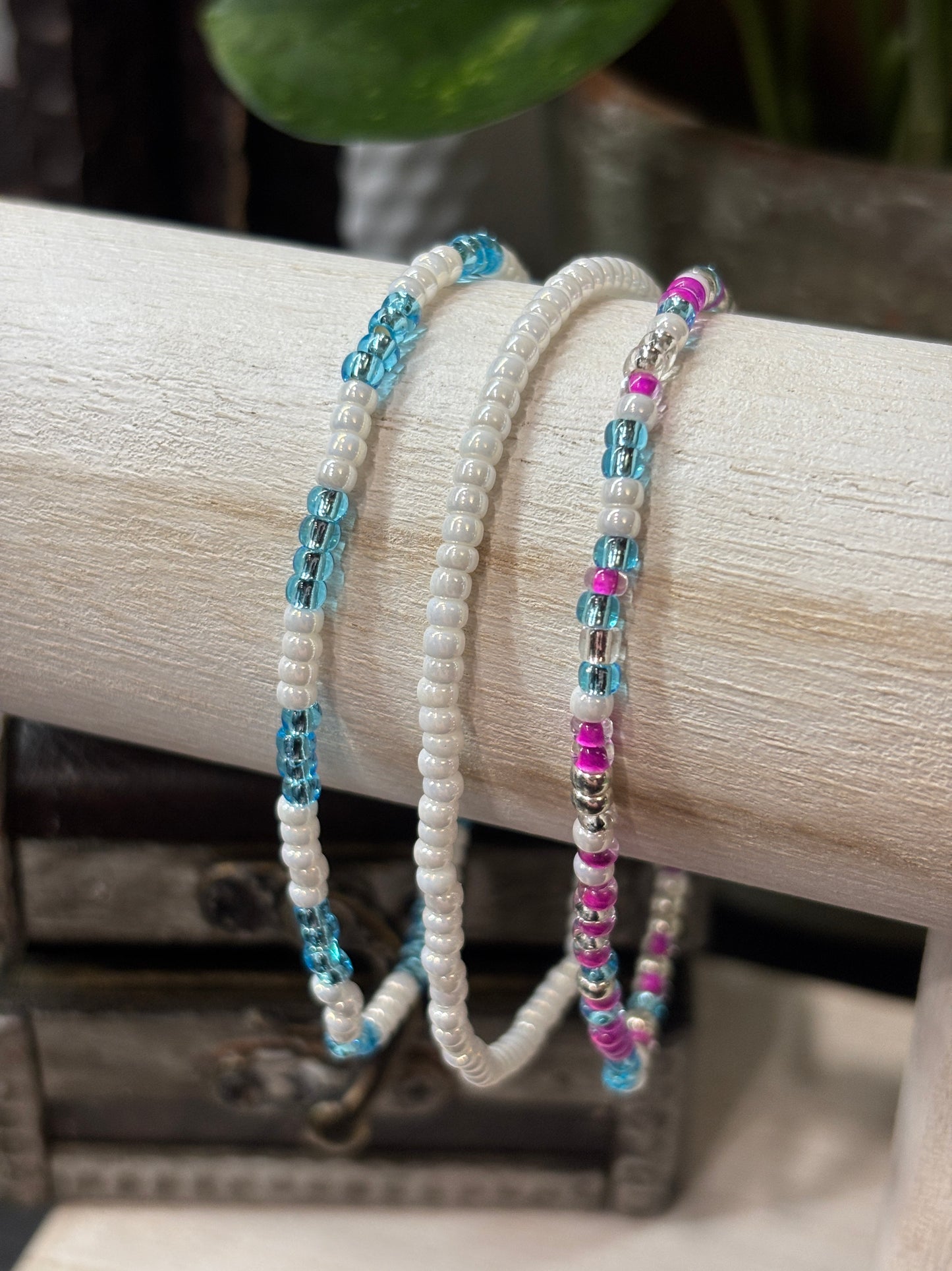 "Fairy Dust" - Handmade Seed Bead Stretch Bracelet Set of 3