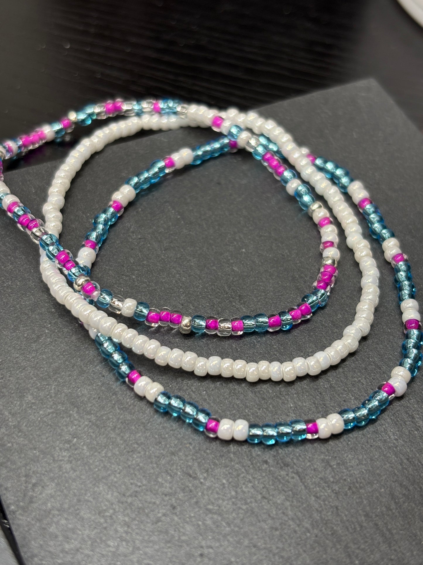 "Blushing Twilight" - Handmade Seed Bead Stretch Bracelet Set of 3