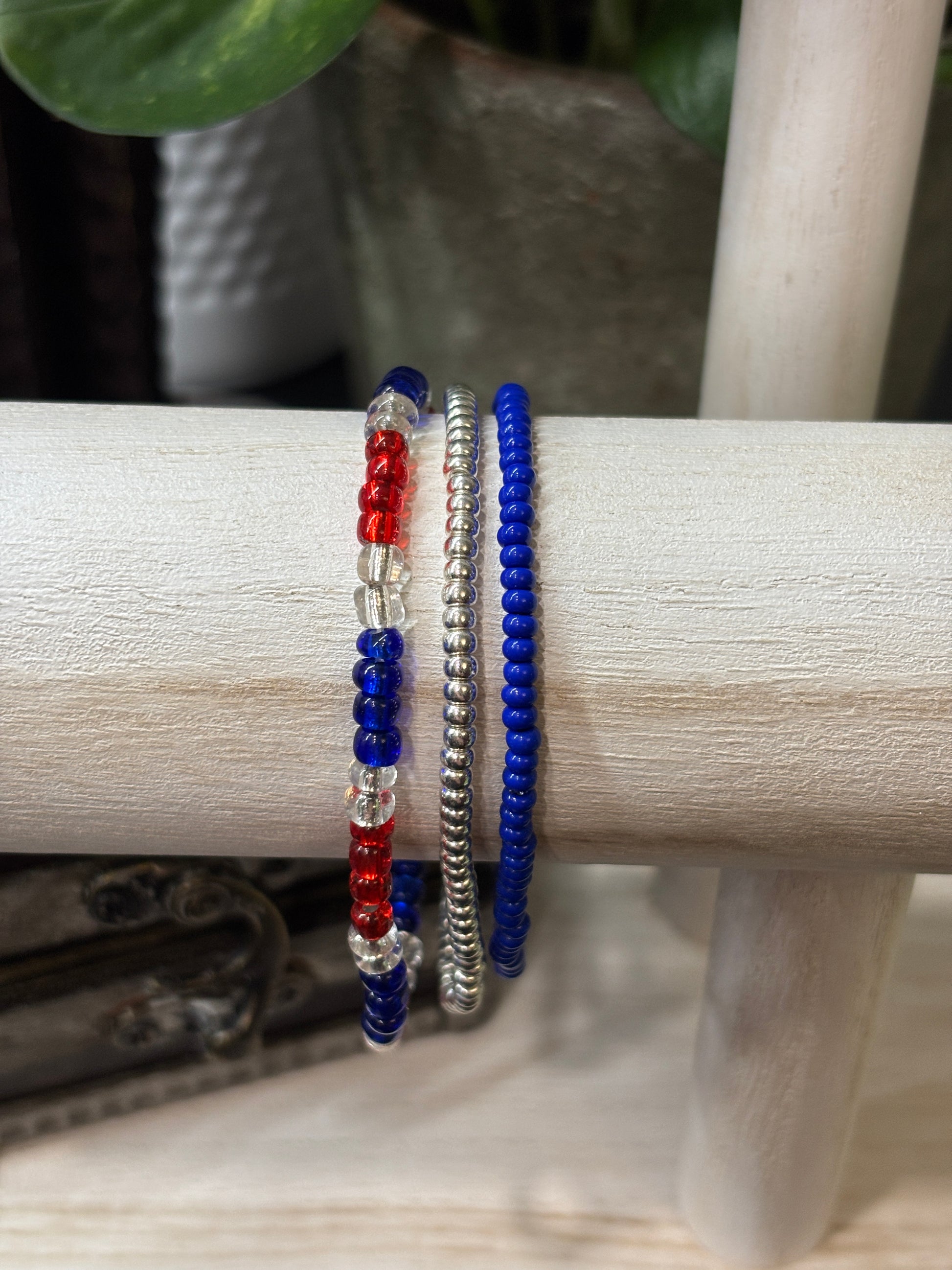 Sailor's Flame  Handmade Seed Bead Stretch Bracelet Set of 3 - 2