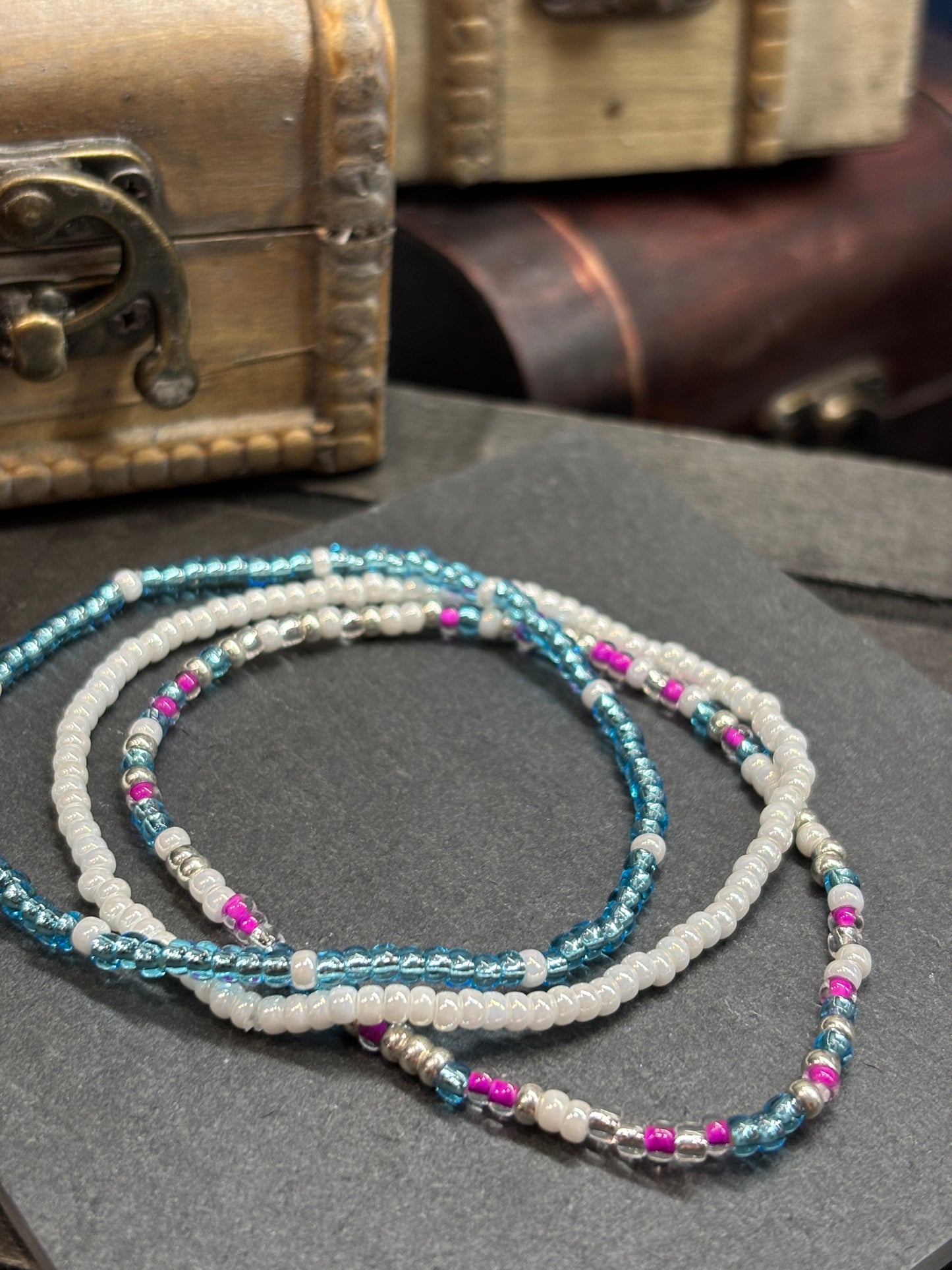 "Pearl Sky" - Handmade Seed Bead Stretch Bracelet Set of 3