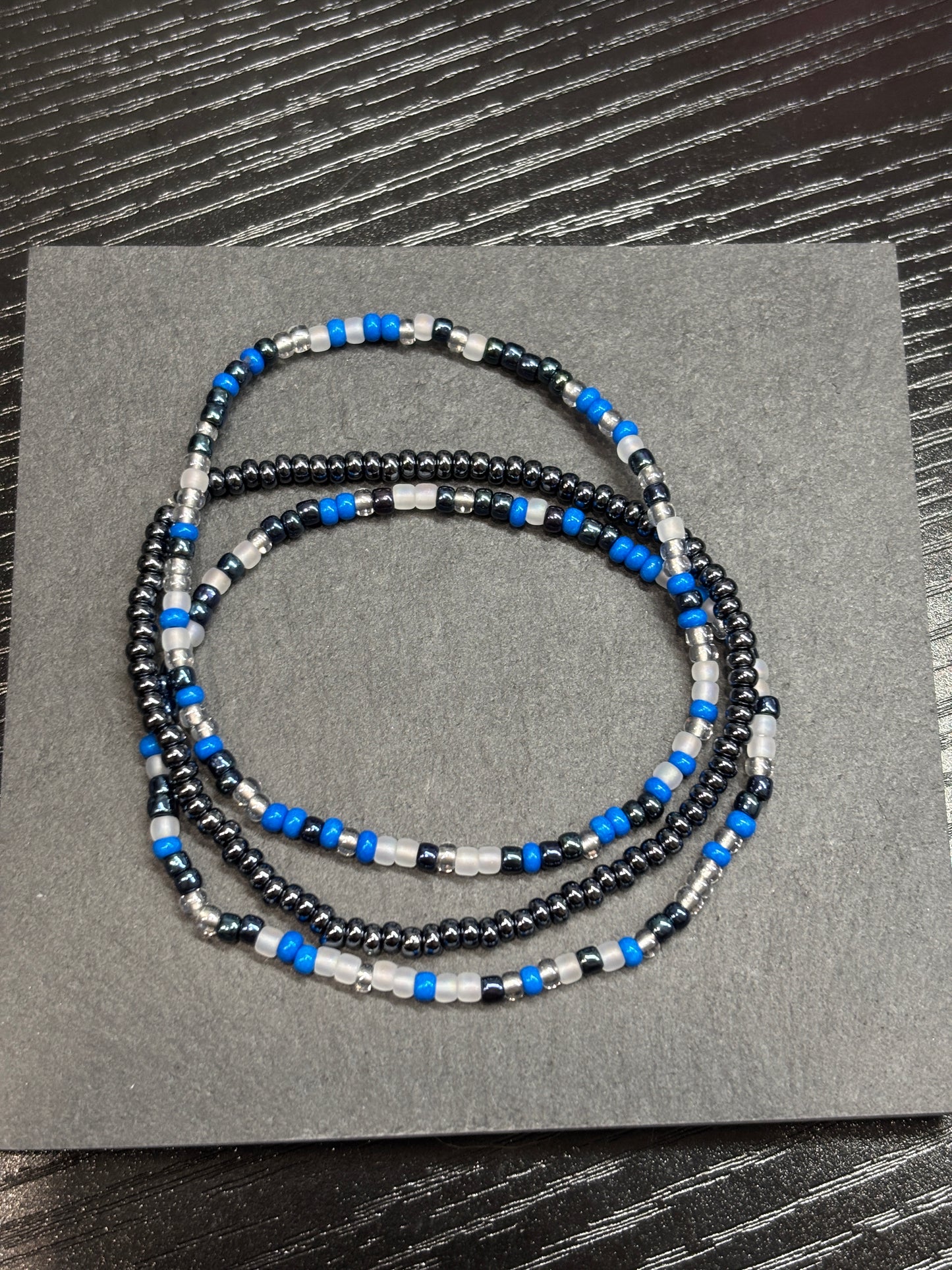 "Ice Drift" - Handmade Seed Bead Stretch Bracelet Set of 3