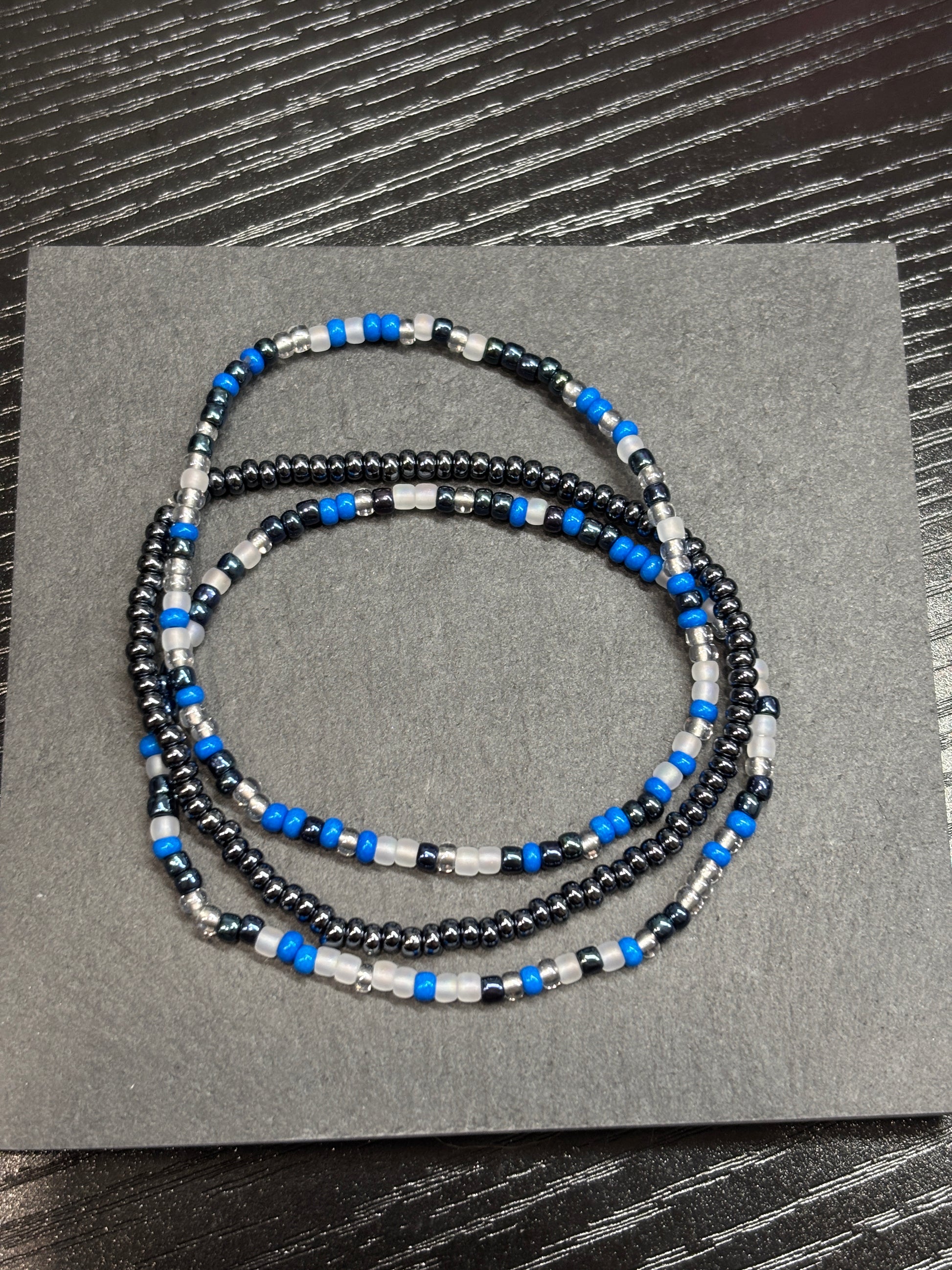 Ice Drift  Handmade Seed Bead Stretch Bracelet Set of 3 - 3