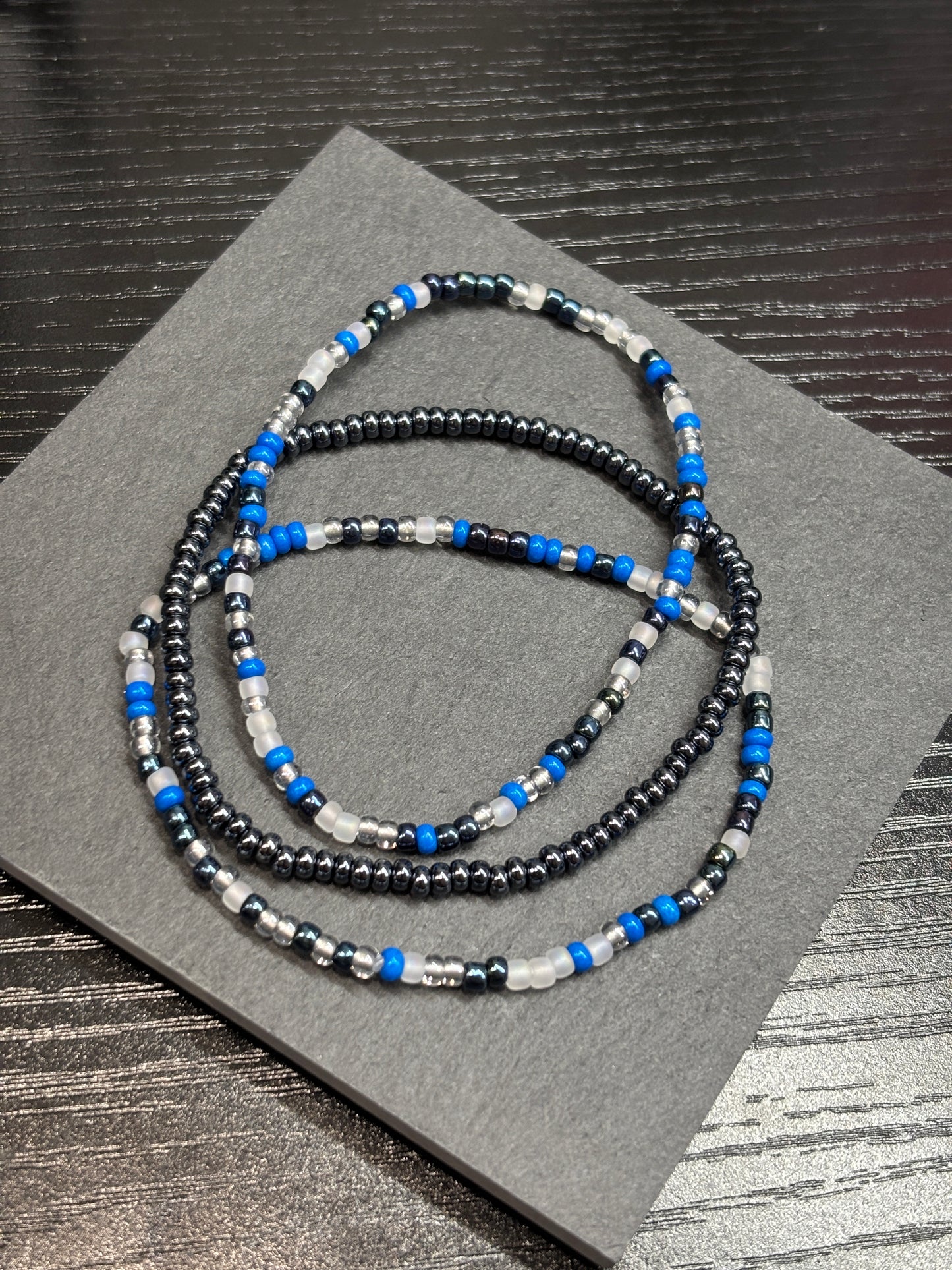 "Ice Drift" - Handmade Seed Bead Stretch Bracelet Set of 3