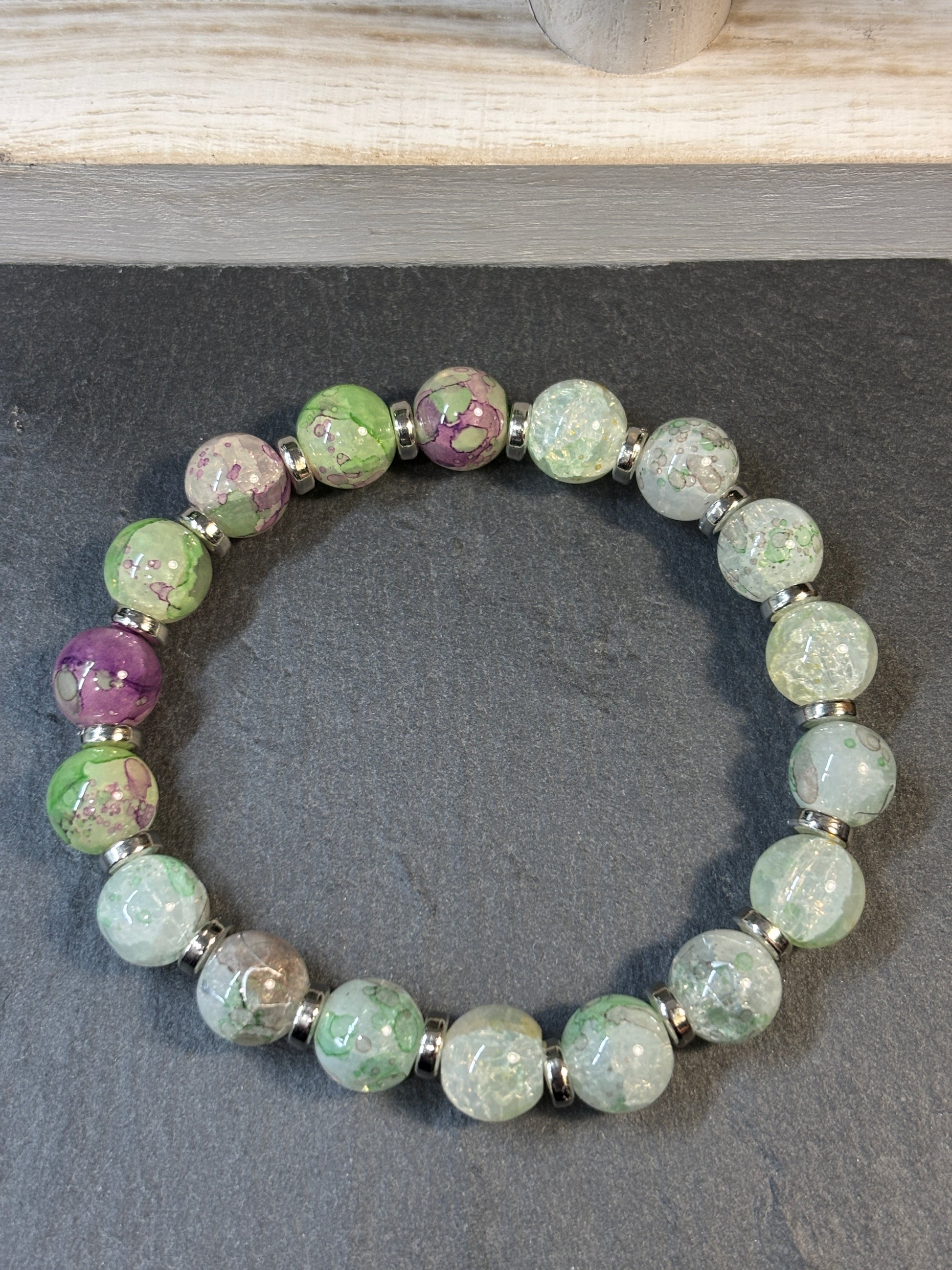 Torvi  Handmade Glass Beaded Stretch Bracelet - 4