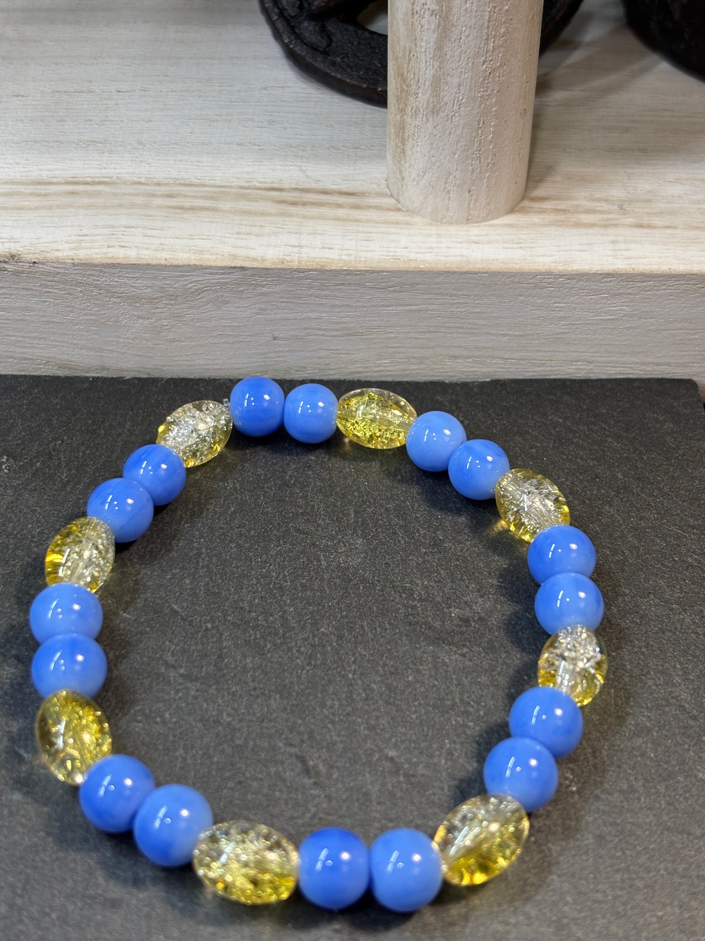 "Tish II" - Handmade Glass Beaded Stretch Bracelet
