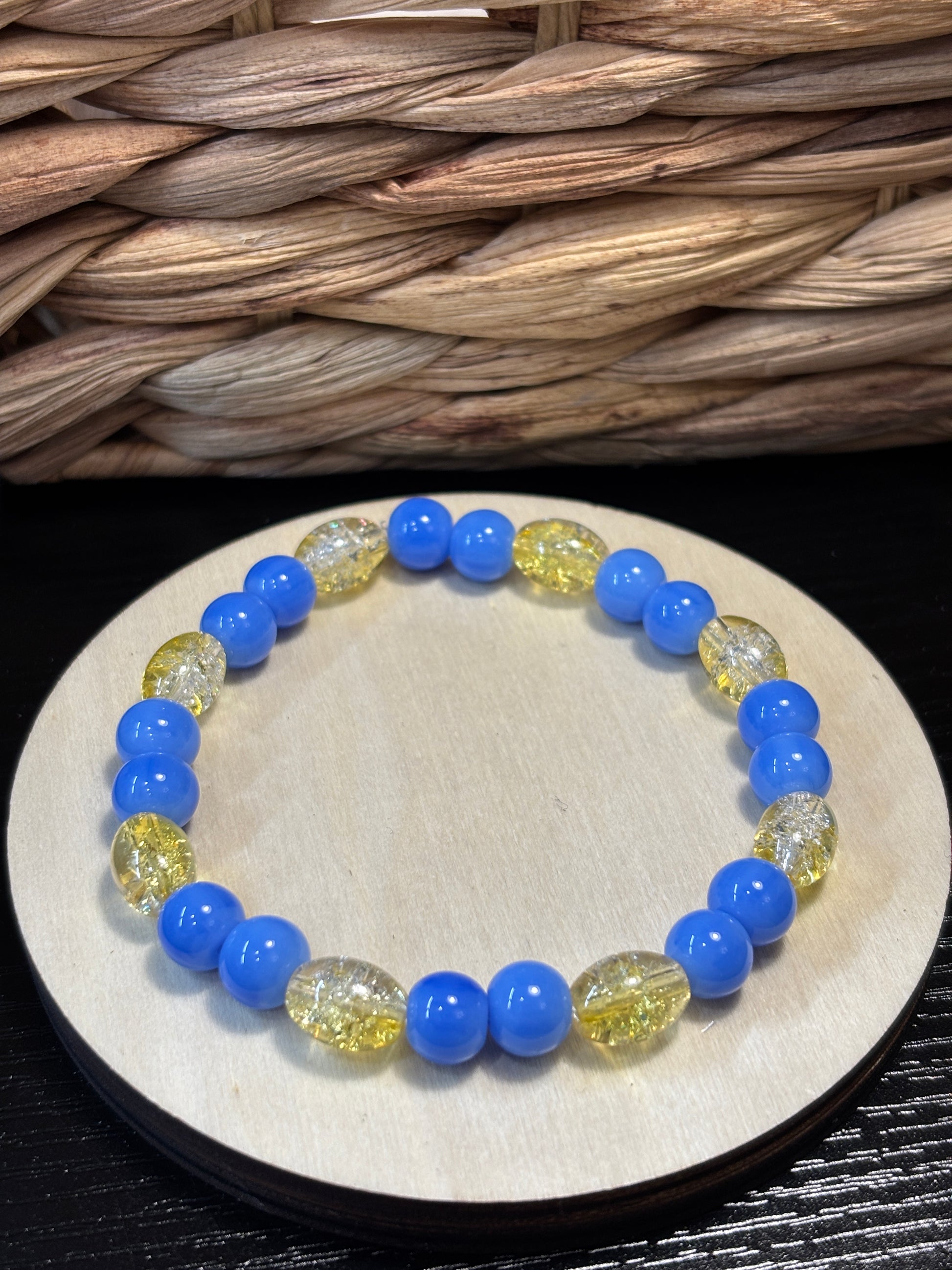 Tish II  Handmade Glass Beaded Stretch Bracelet - 5