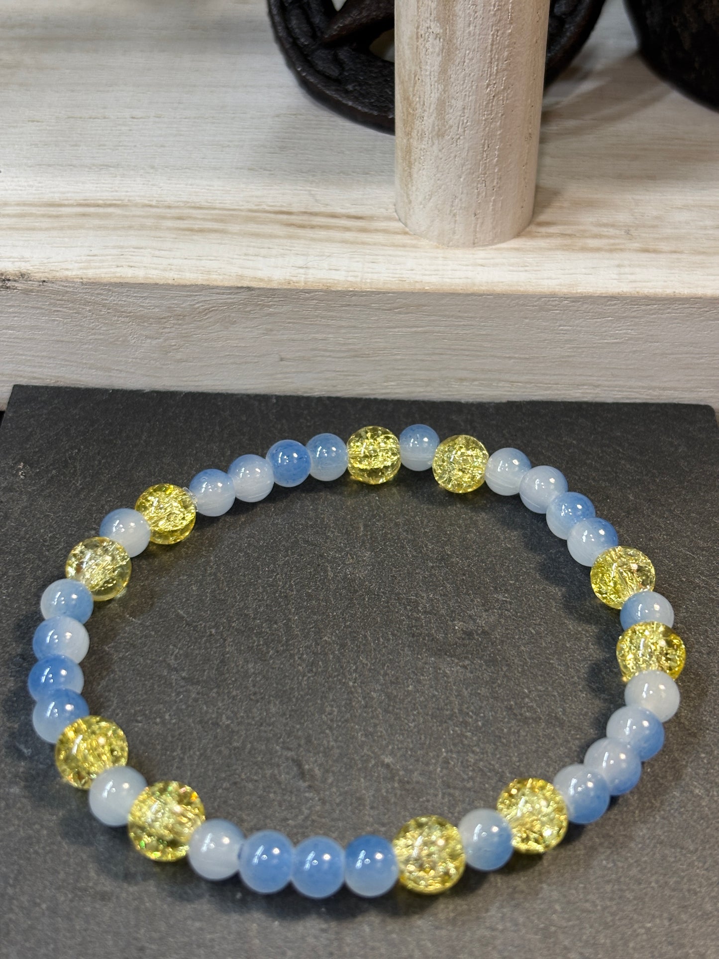 "Texas True" - Handmade Glass Beaded Stretch Bracelet
