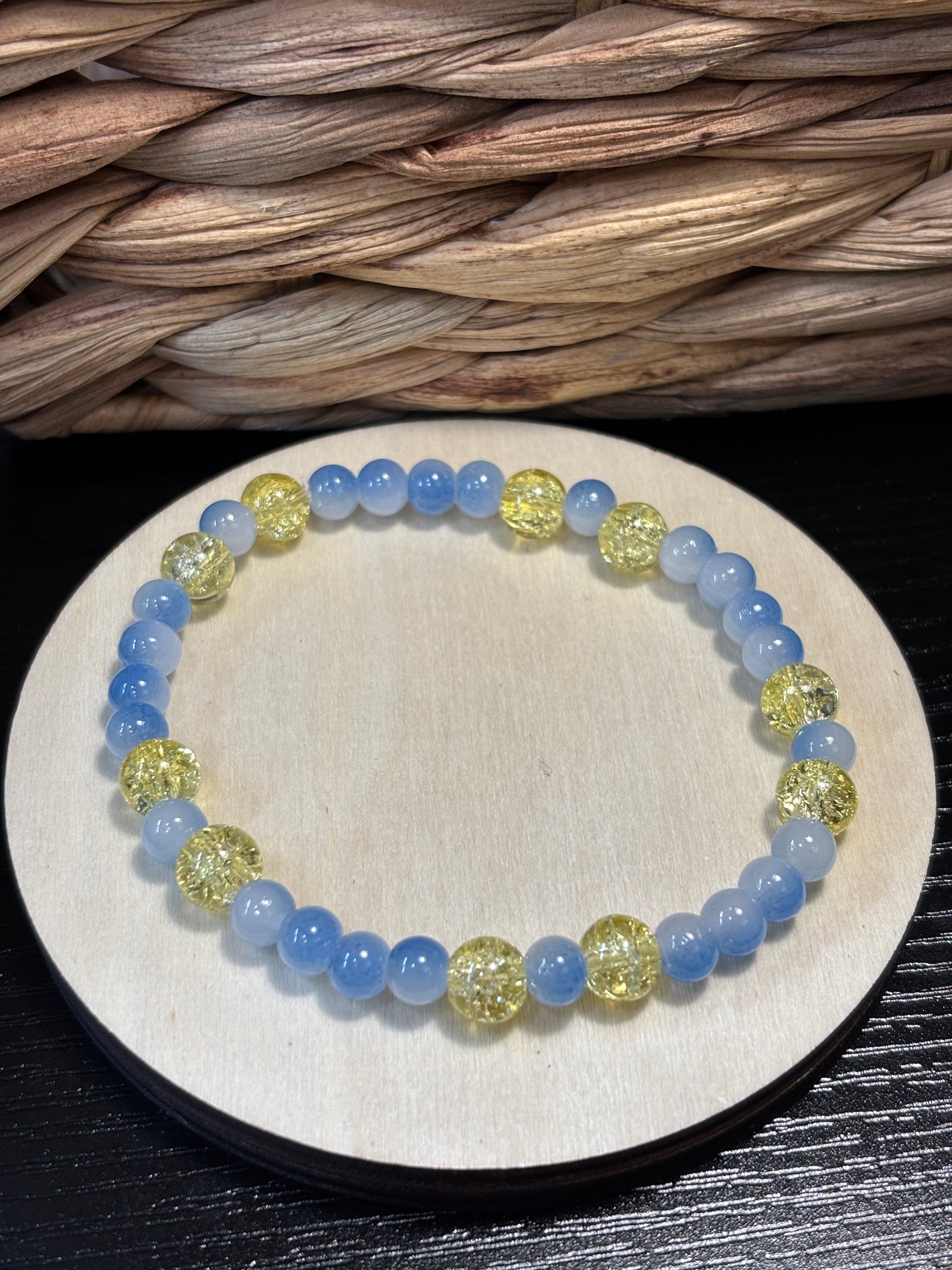 "Texas True" - Handmade Glass Beaded Stretch Bracelet