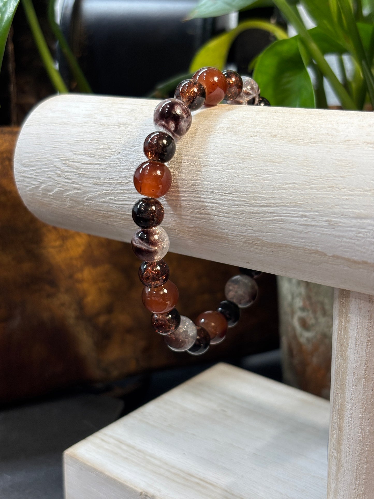 "Iced Mocha" - Handmade Glass Beaded Stretch Bracelet