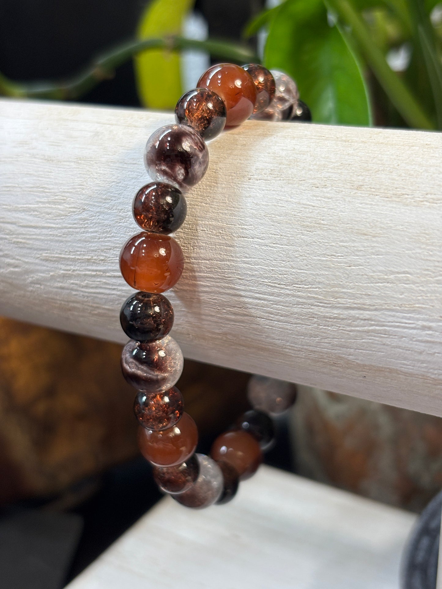 "Iced Mocha" - Handmade Glass Beaded Stretch Bracelet