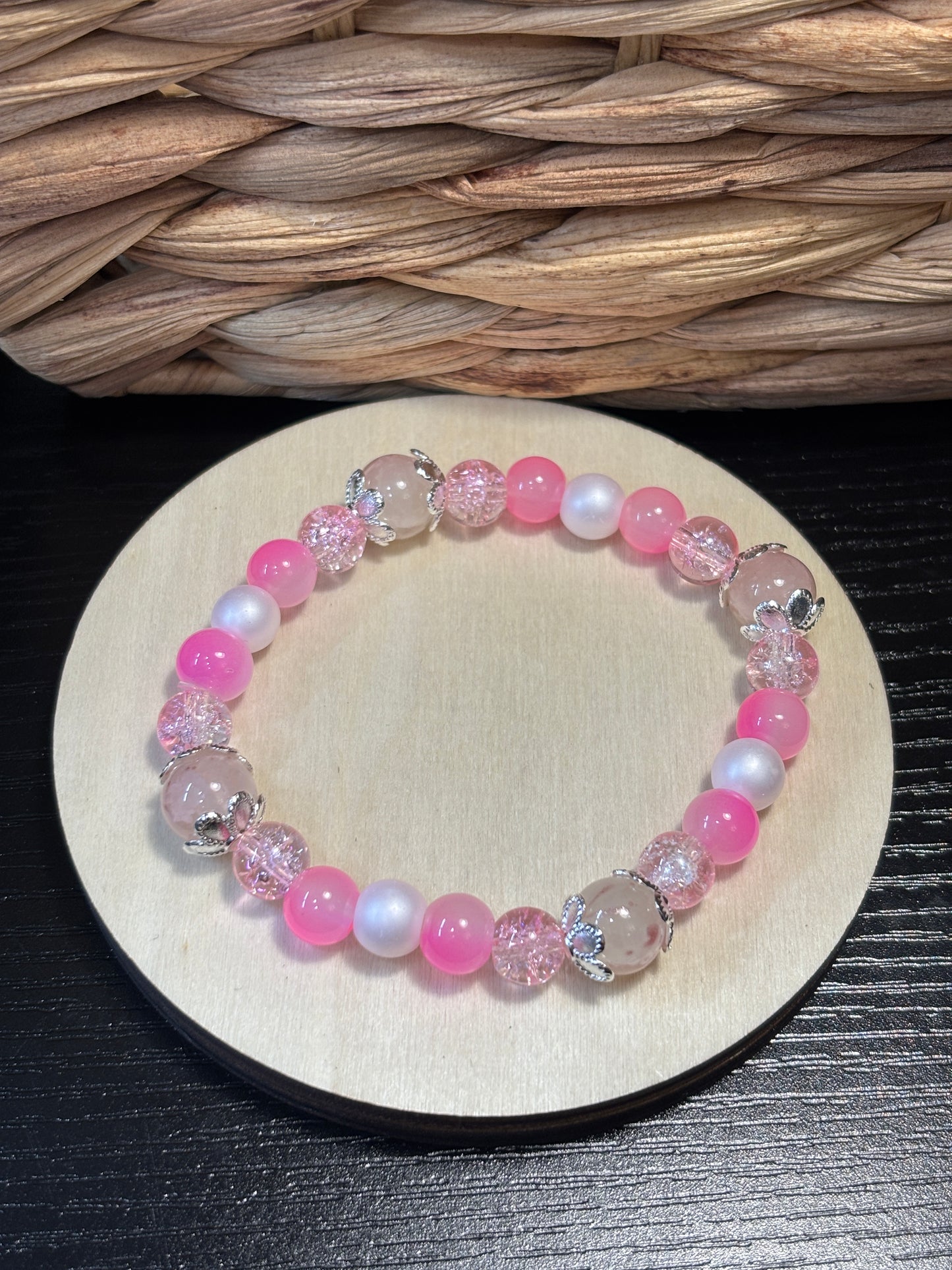 "Peyton" - Handmade Glass Beaded Stretch Bracelet