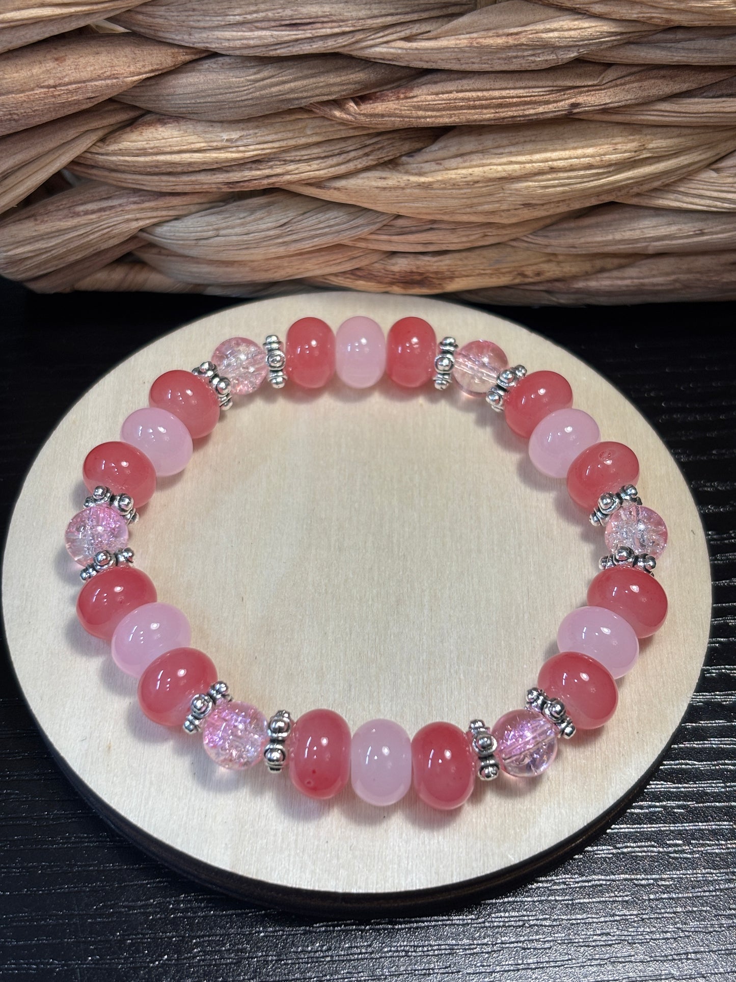 Tabitha  Handmade Glass Beaded Stretch Bracelet - 4