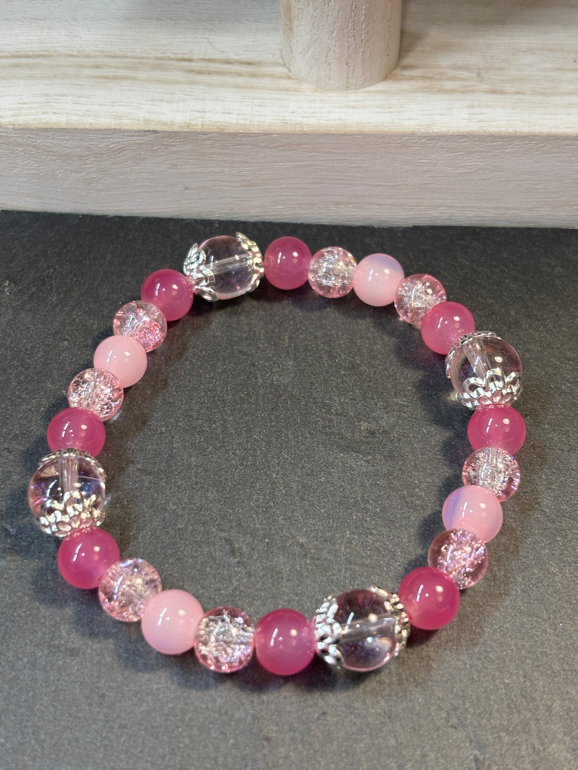 Princess  Handmade Glass Beaded Stretch Bracelet - 3