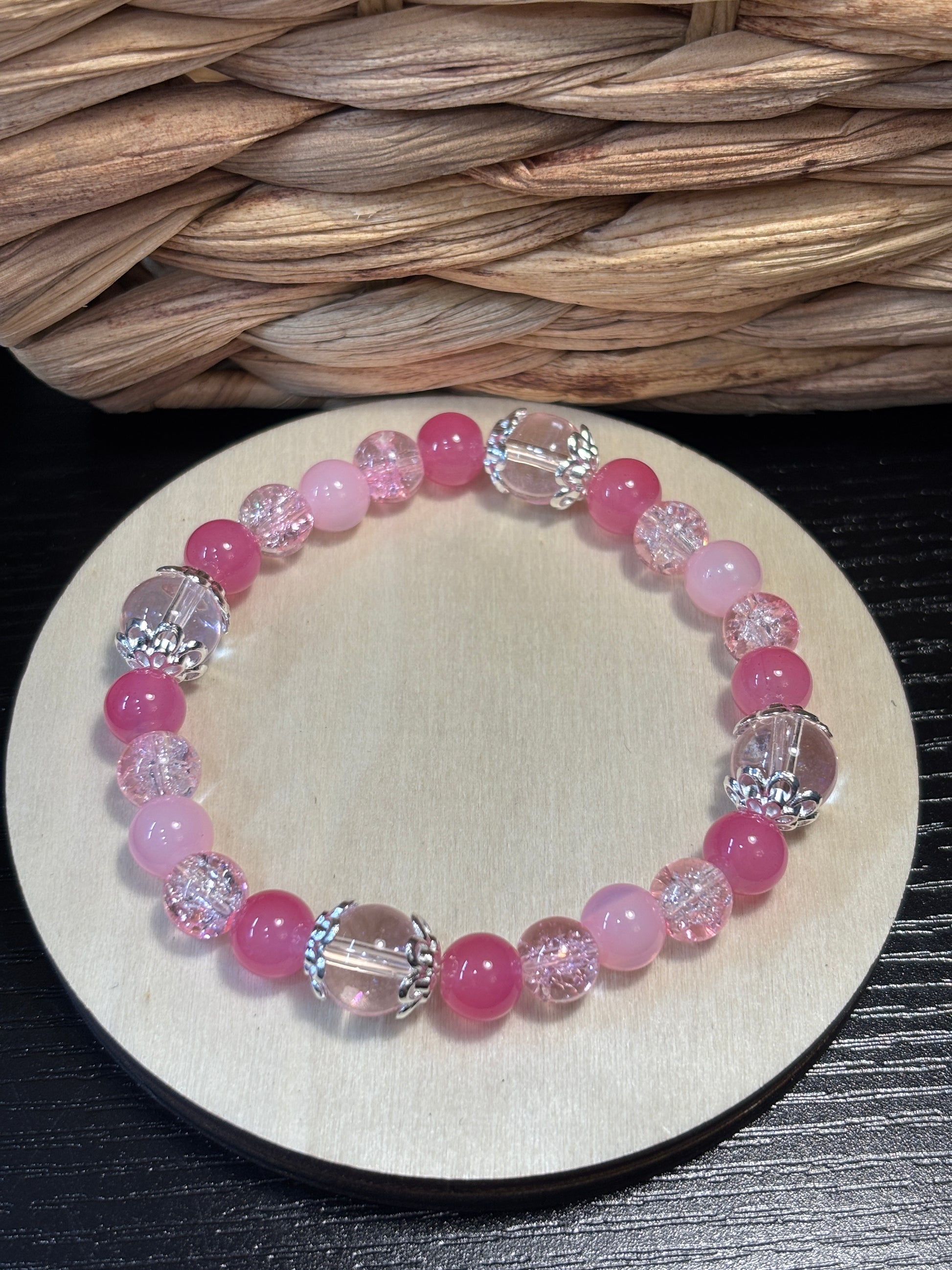 Princess  Handmade Glass Beaded Stretch Bracelet - 4
