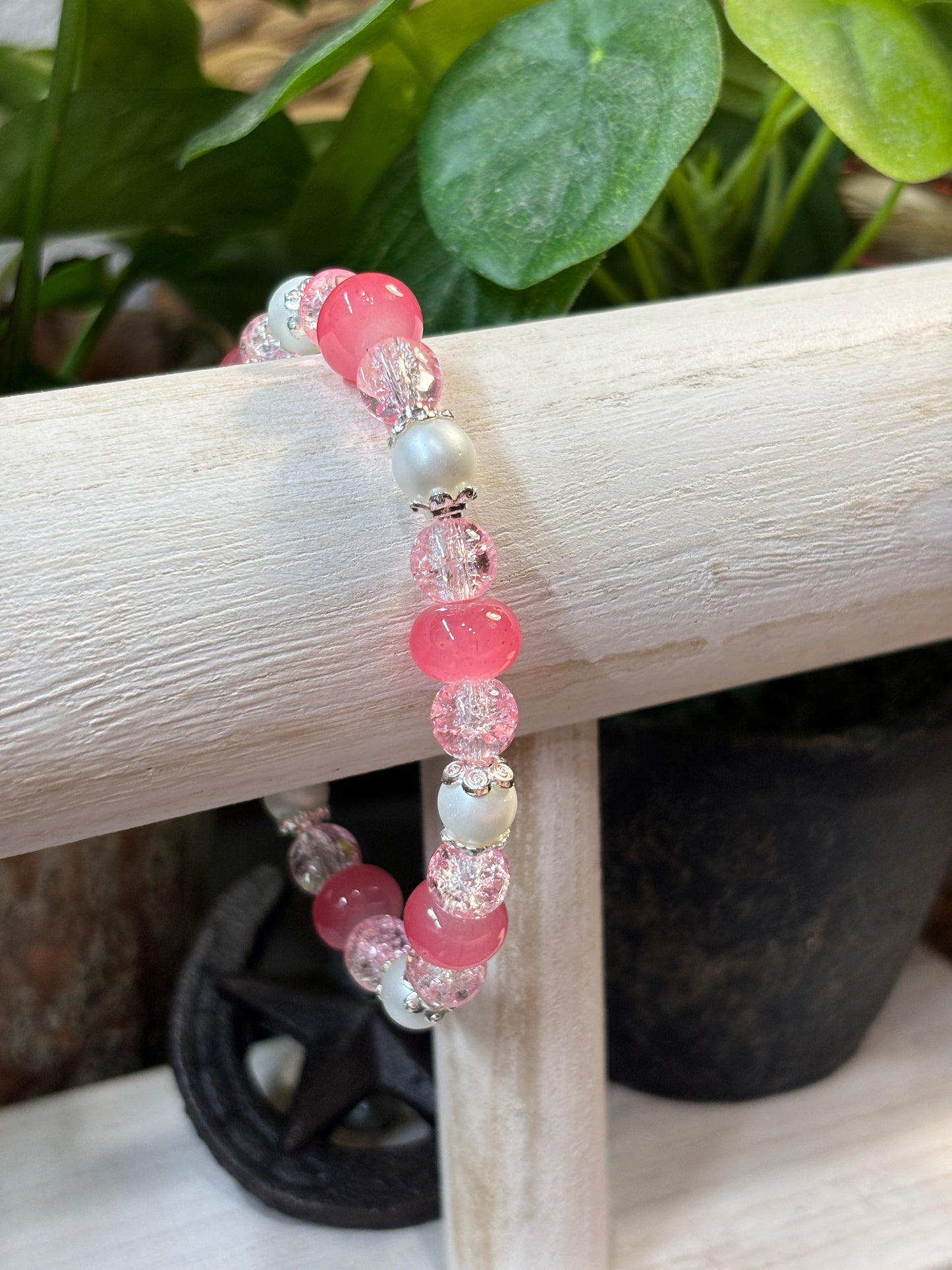 "Ashleigh" - Handmade Glass Beaded Stretch Bracelet