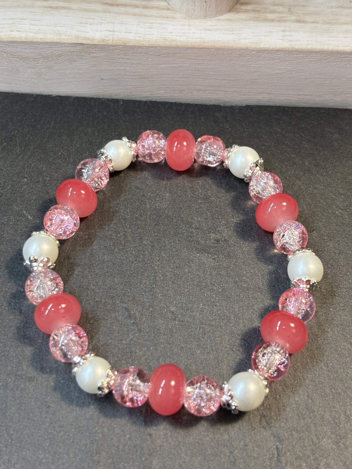 "Ashleigh" - Handmade Glass Beaded Stretch Bracelet