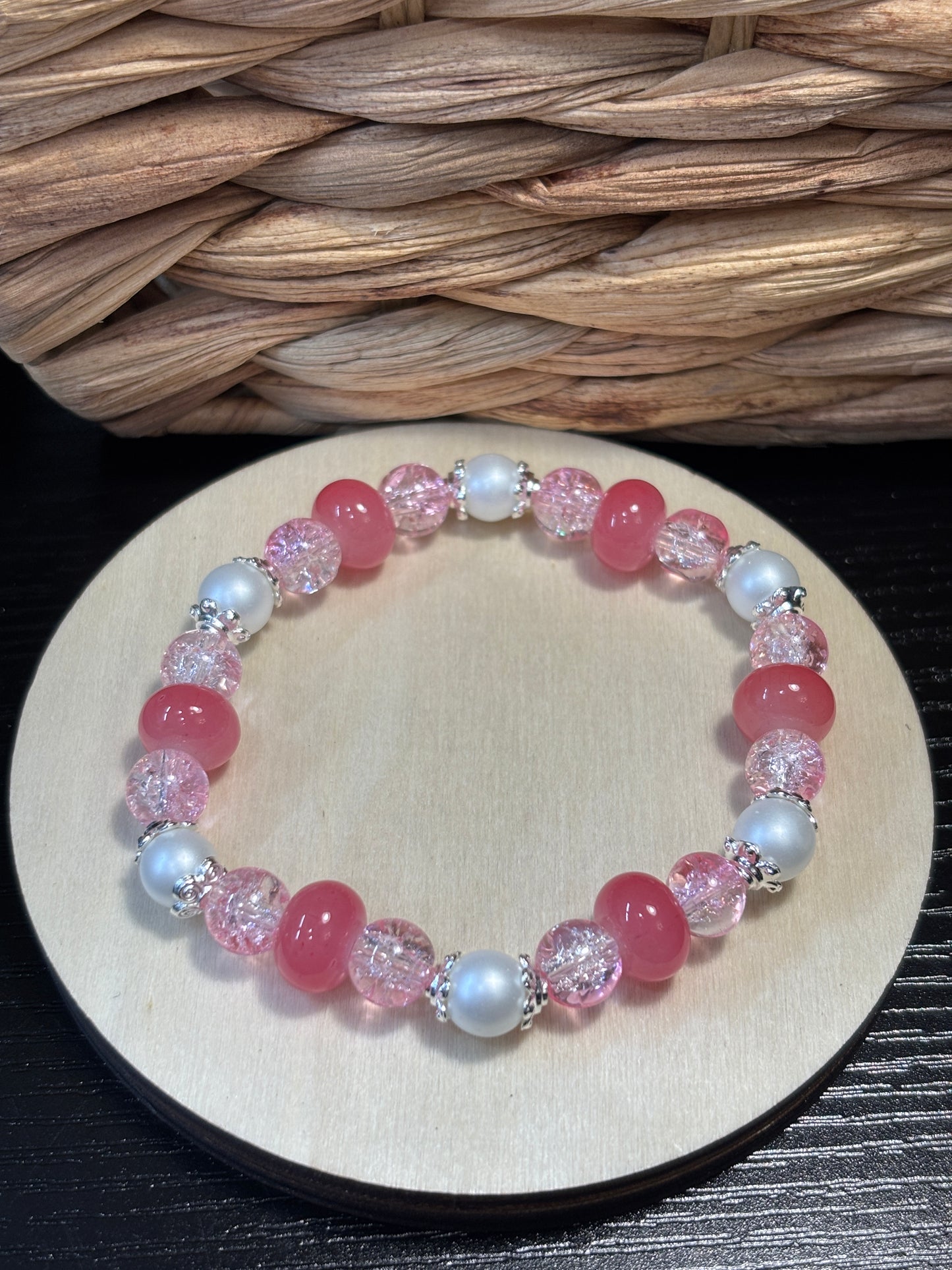 "Ashleigh" - Handmade Glass Beaded Stretch Bracelet