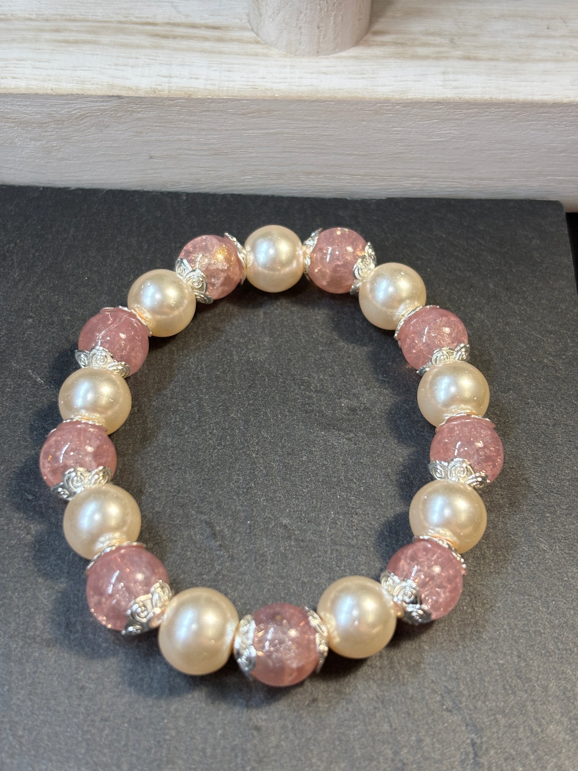 Mimi  Handmade Glass Beaded Stretch Bracelet - 3