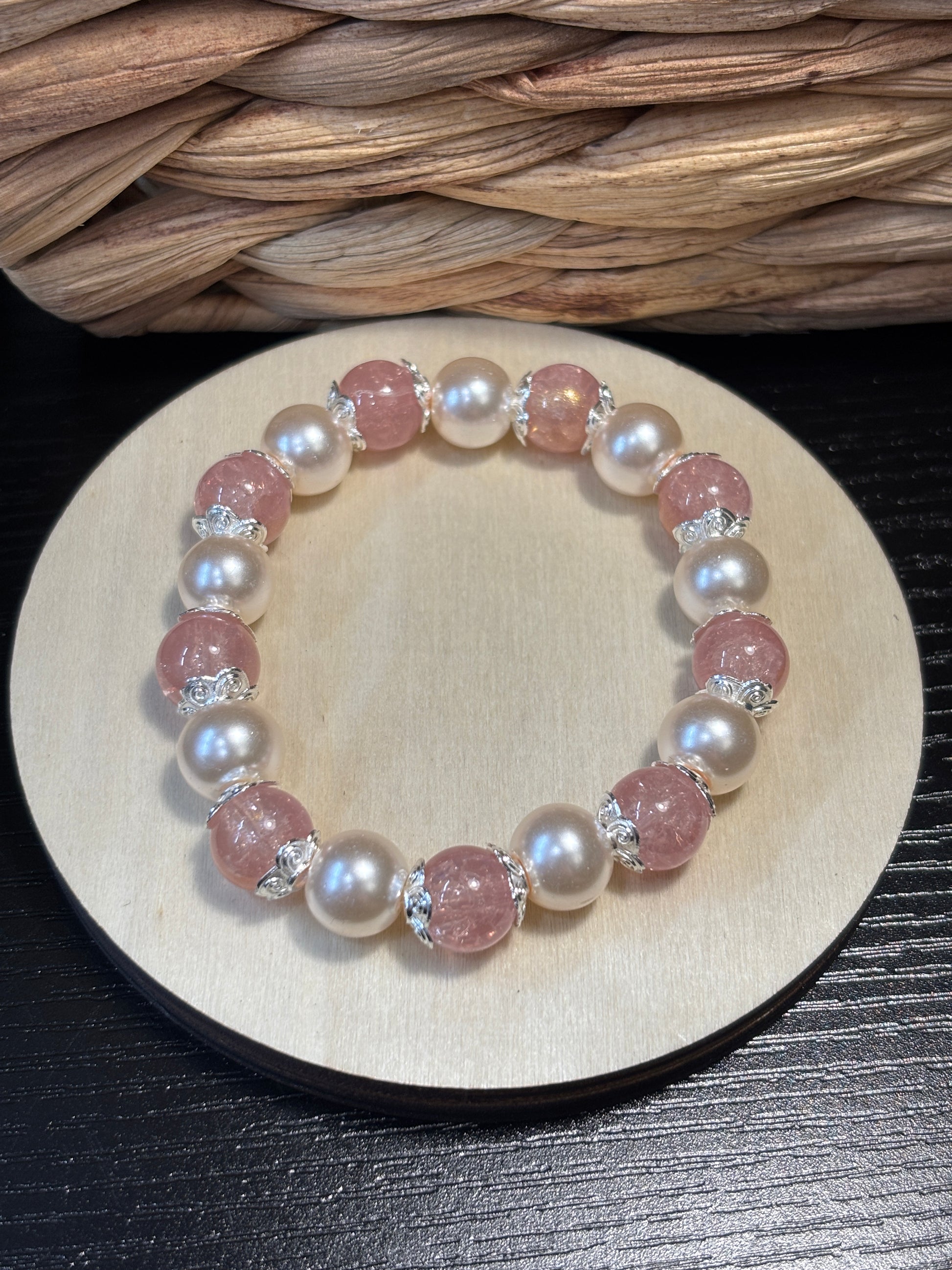Mimi  Handmade Glass Beaded Stretch Bracelet - 4