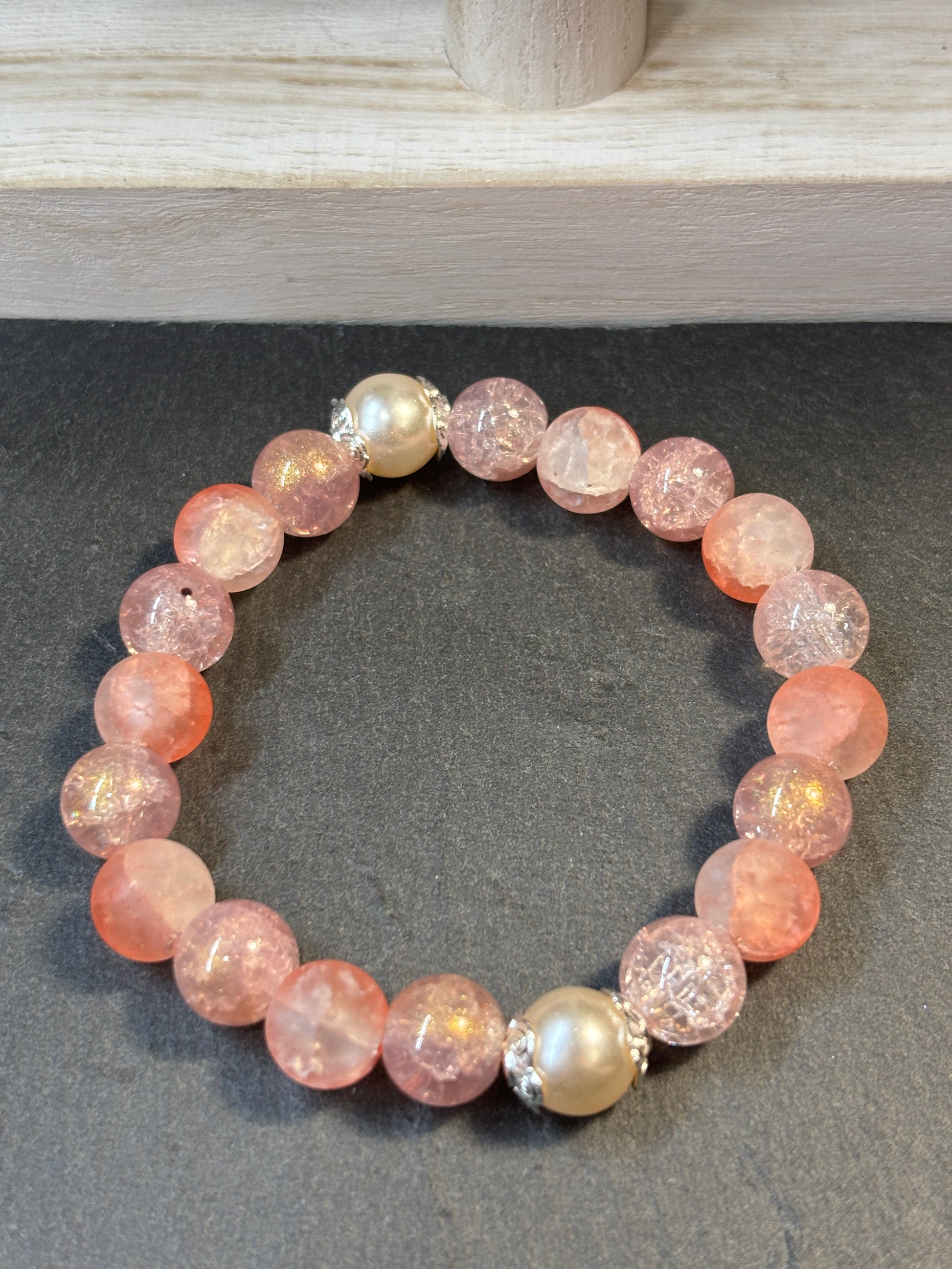 Claire  Handmade Glass Beaded Stretch Bracelet - 3