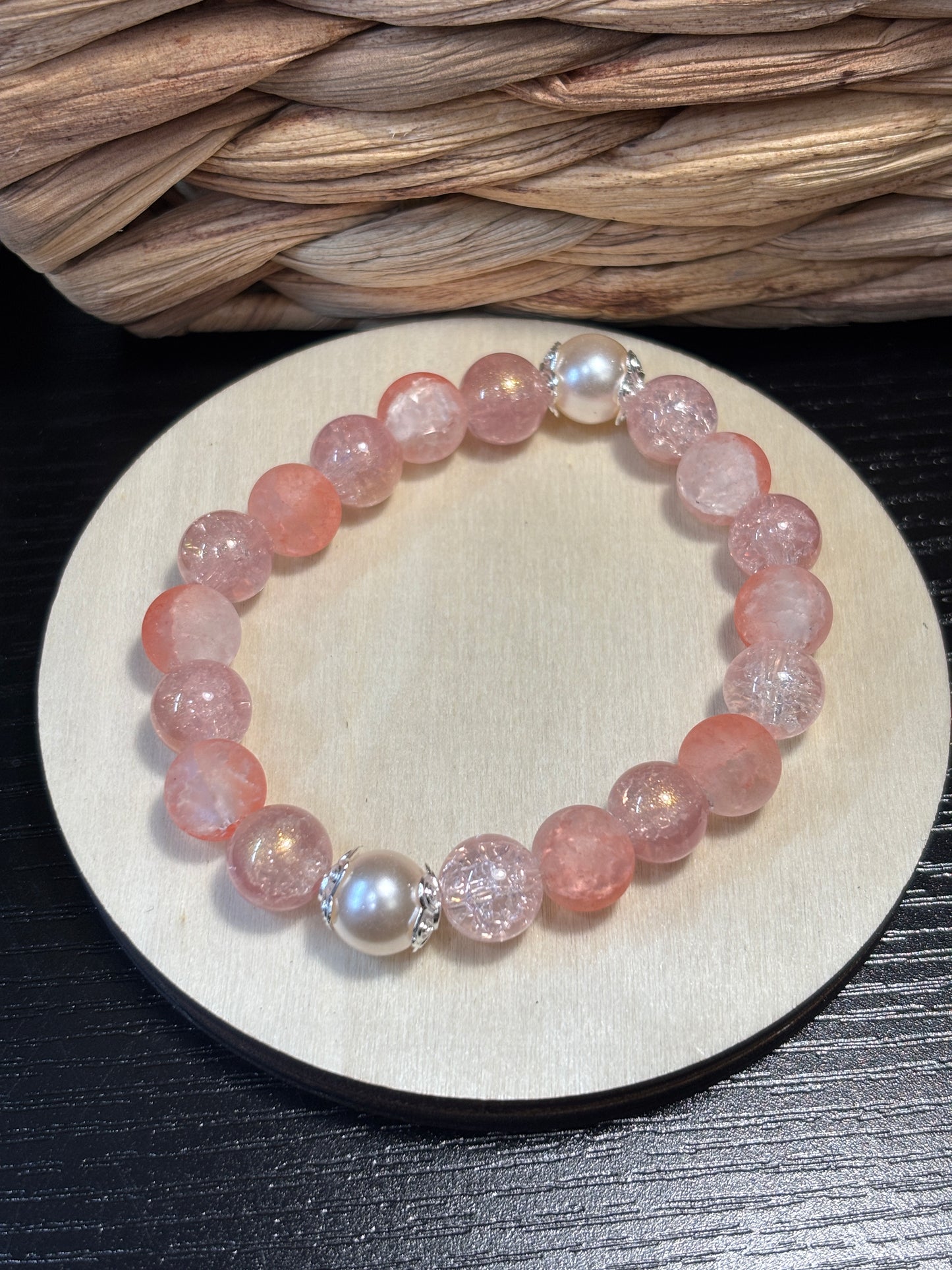 Claire  Handmade Glass Beaded Stretch Bracelet - 4