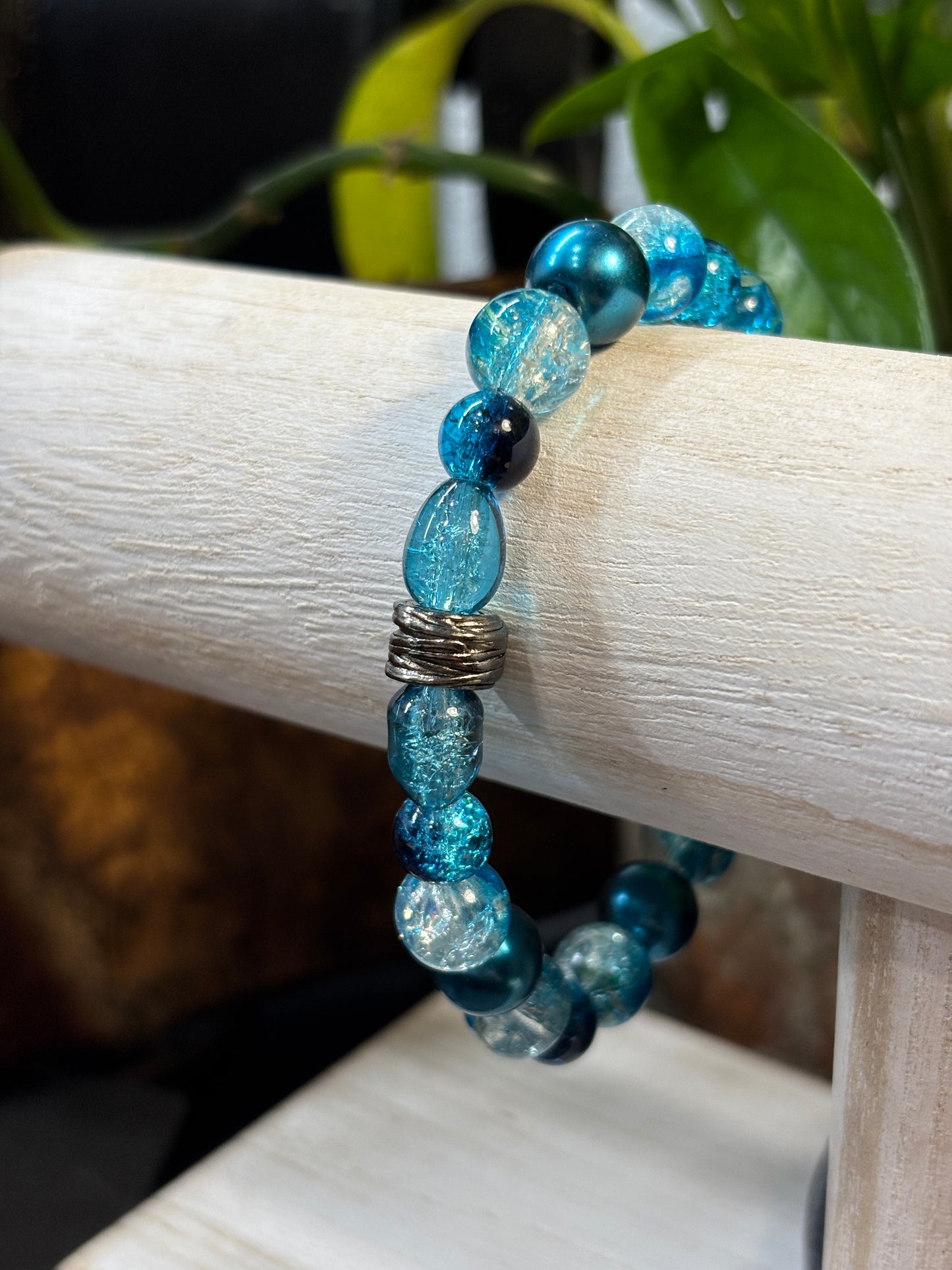 "Ocean Tide" - Handmade Glass Beaded Stretch Bracelet