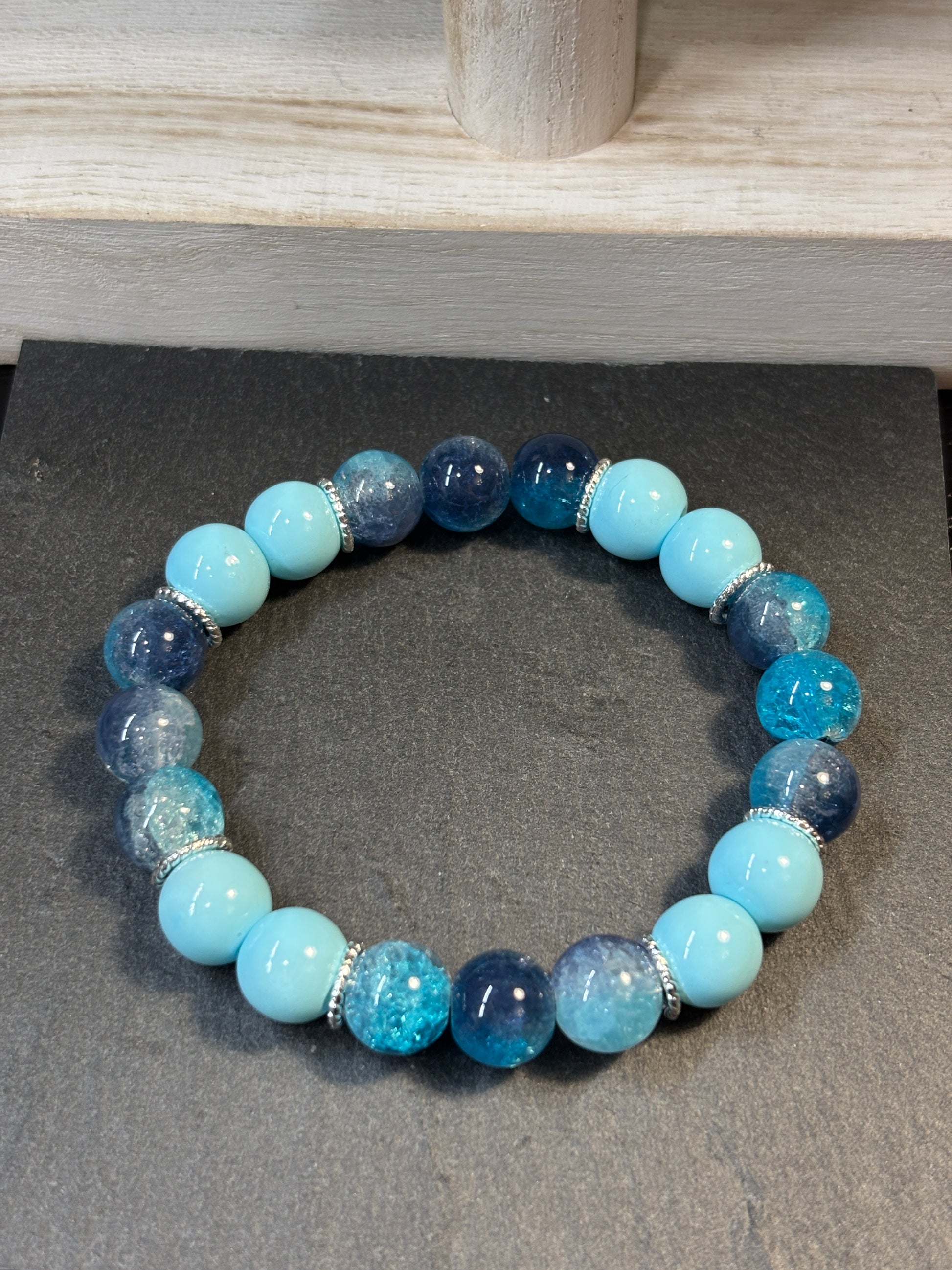 Sylvia  Handmade Glass Beaded Stretch Bracelet - 3