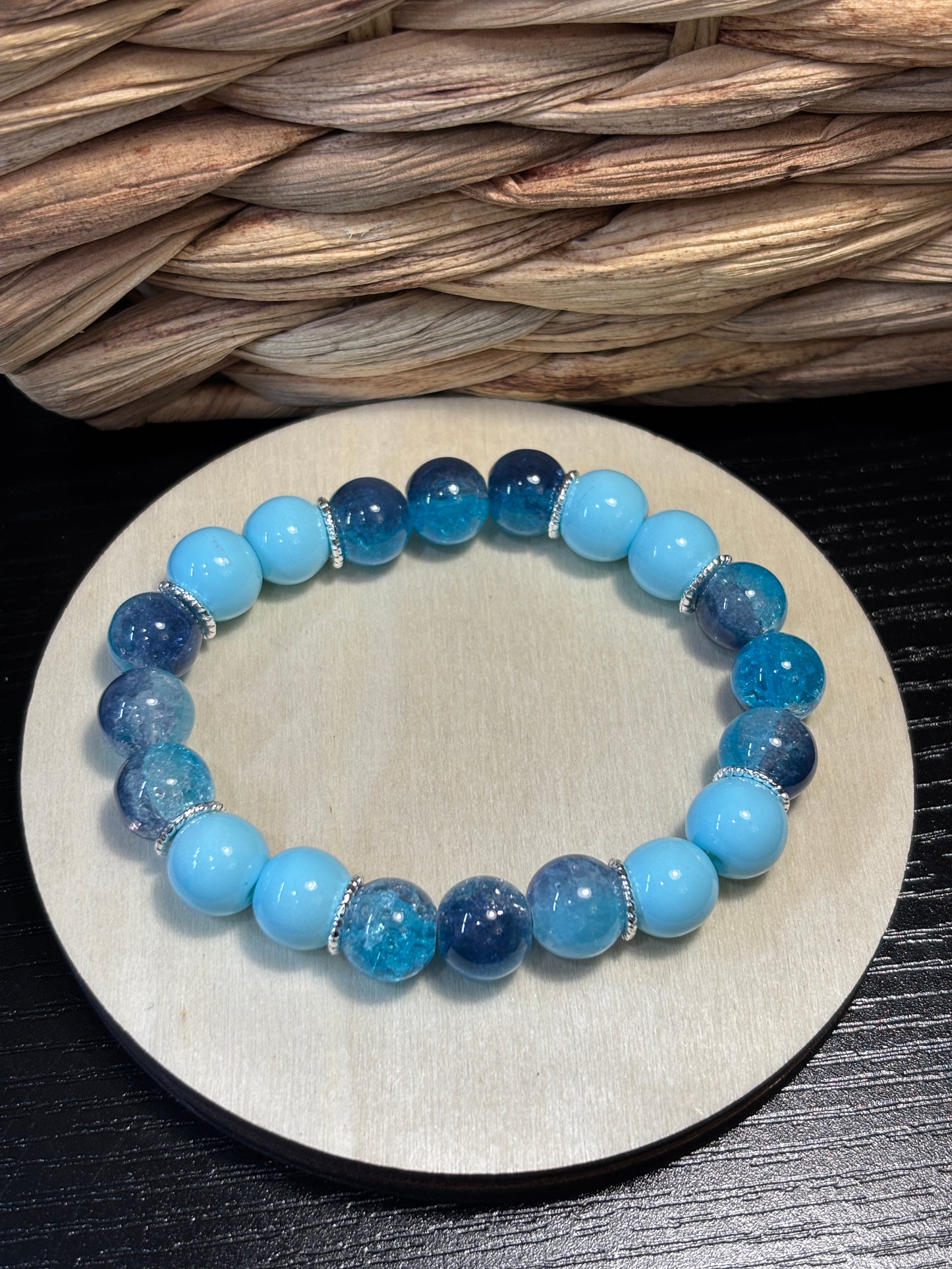 "Sylvia" - Handmade Glass Beaded Stretch Bracelet