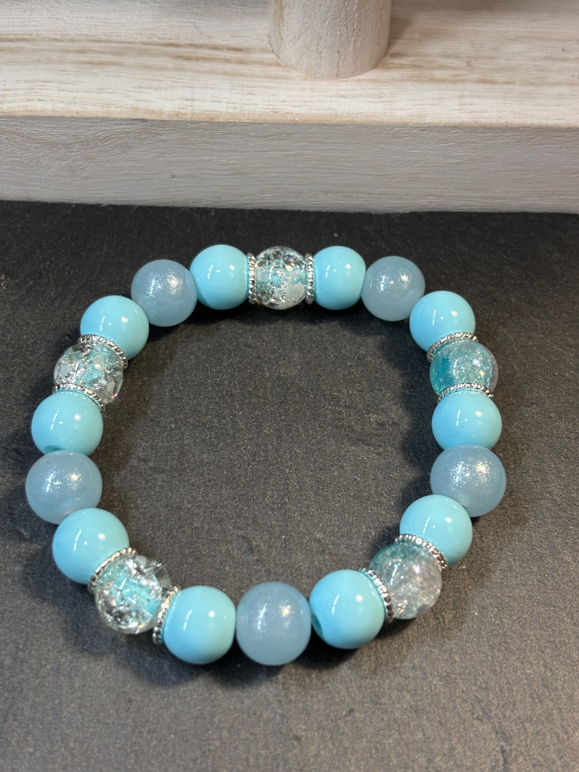 Connie  Handmade Glass Beaded Stretch Bracelet - 3