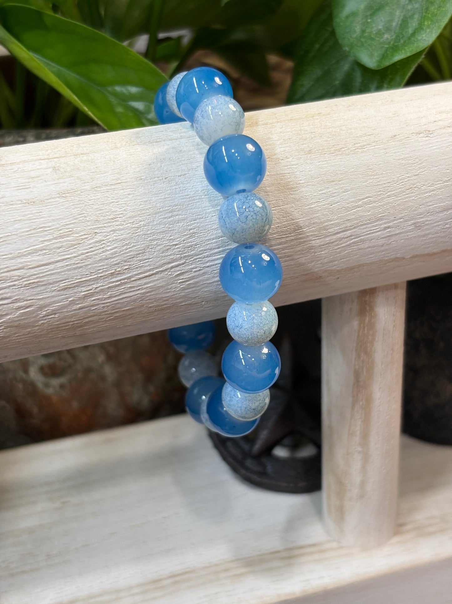 "Denim Blues" - Handmade Glass Beaded Stretch Bracelet