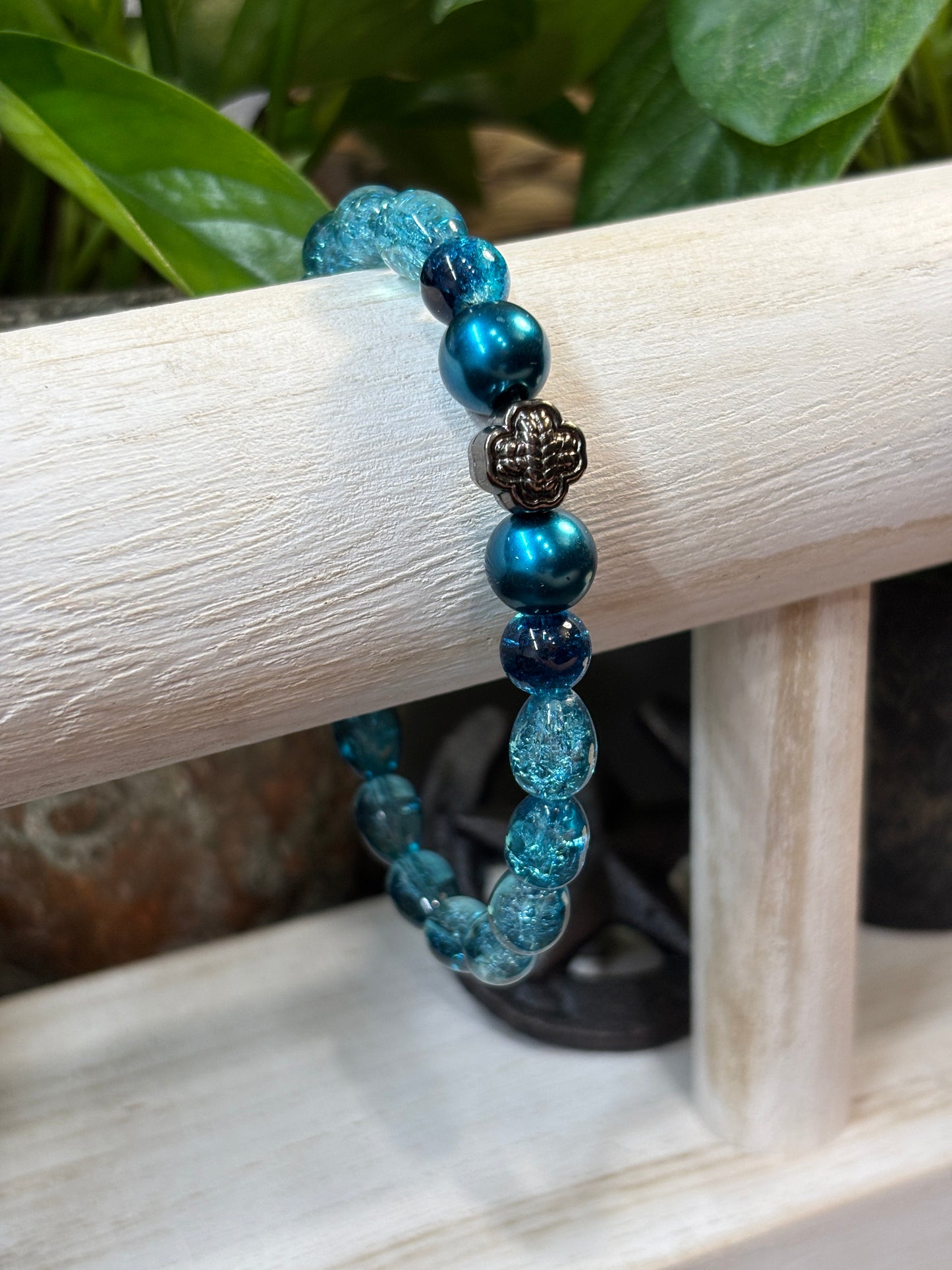 "Ocean Wave II" - Handmade Glass Beaded Stretch Bracelet