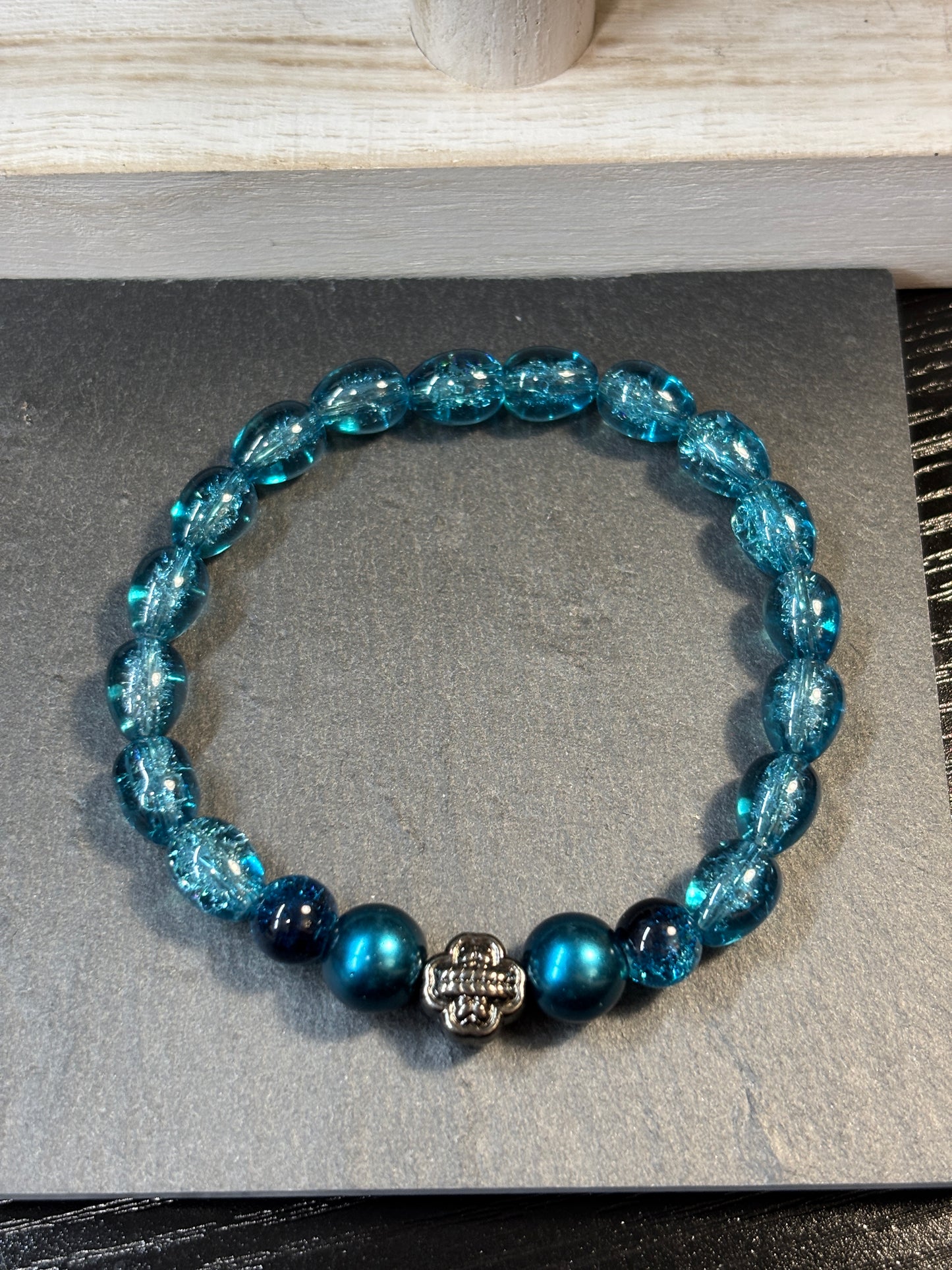 "Ocean Wave II" - Handmade Glass Beaded Stretch Bracelet