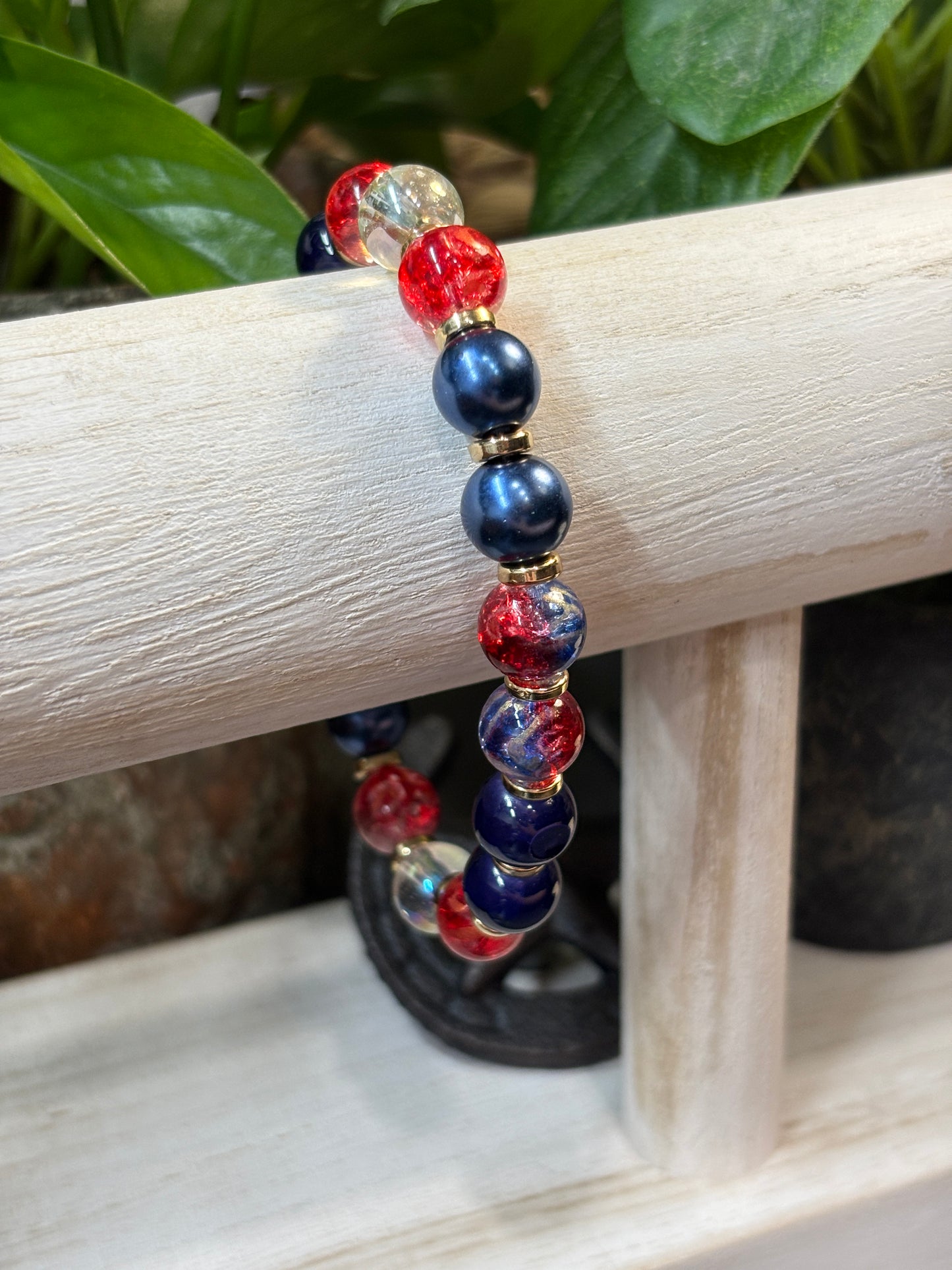 "Freedom" - Handmade Glass Beaded Stretch Bracelet