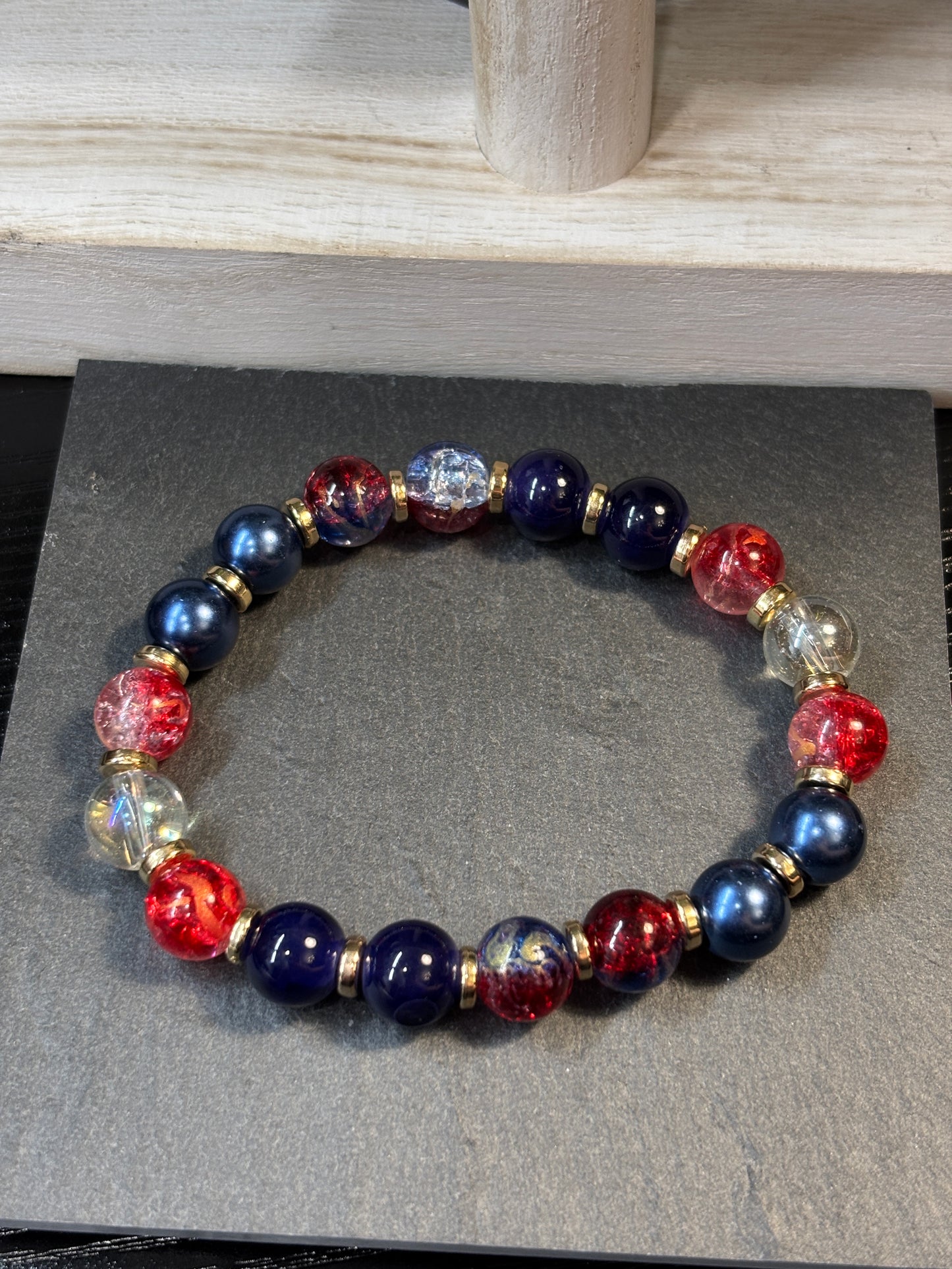 "Freedom" - Handmade Glass Beaded Stretch Bracelet