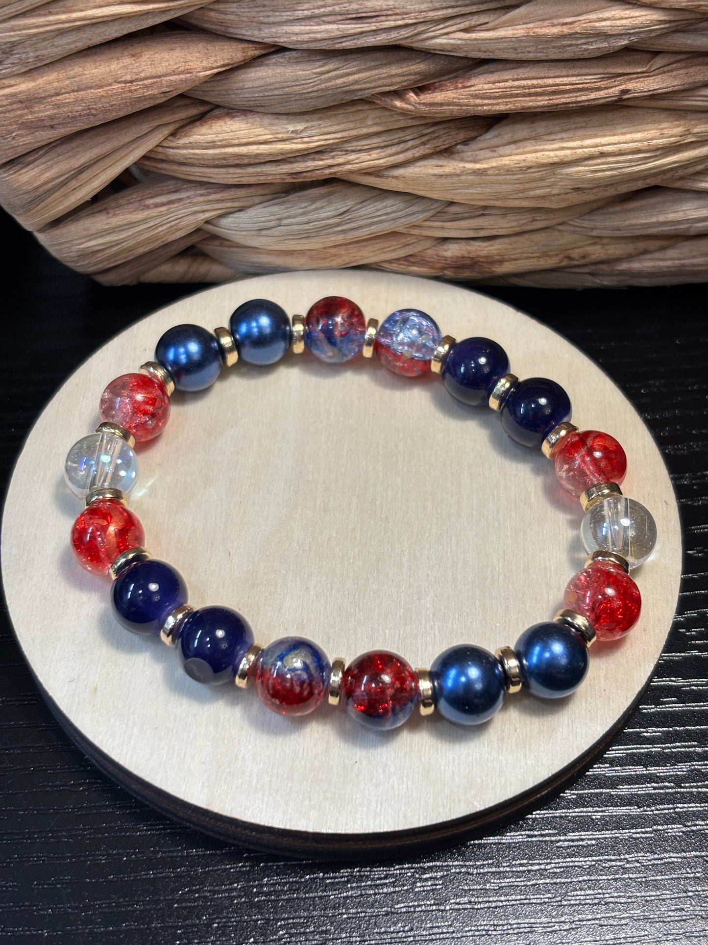 "Freedom" - Handmade Glass Beaded Stretch Bracelet
