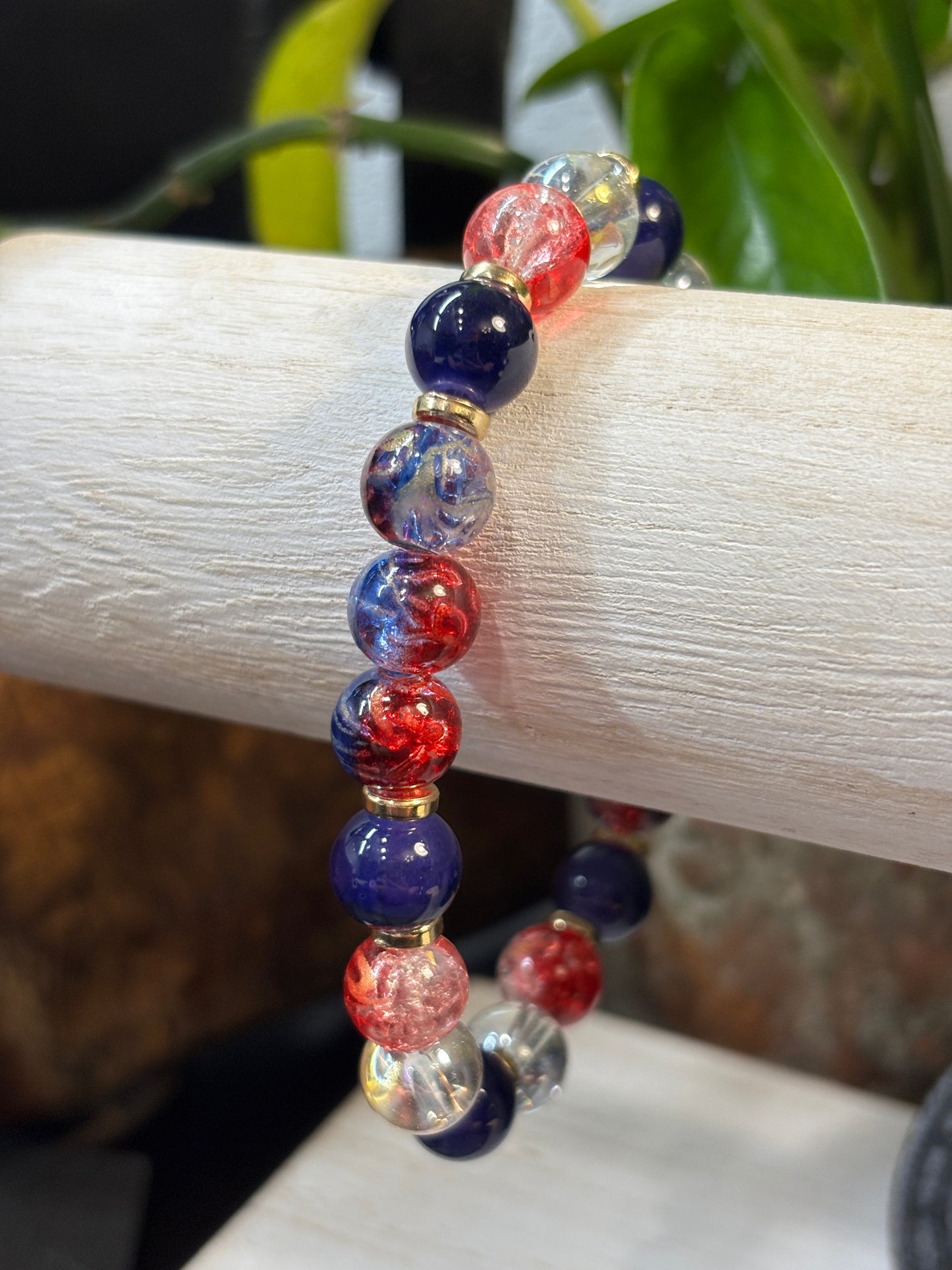 "Freedom II" - Handmade Glass Beaded Stretch Bracelet
