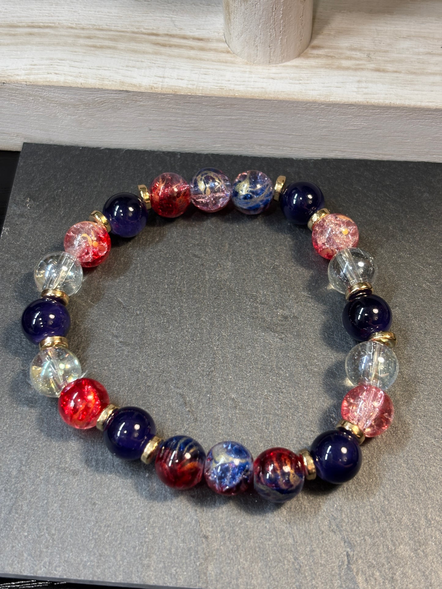 "Freedom II" - Handmade Glass Beaded Stretch Bracelet