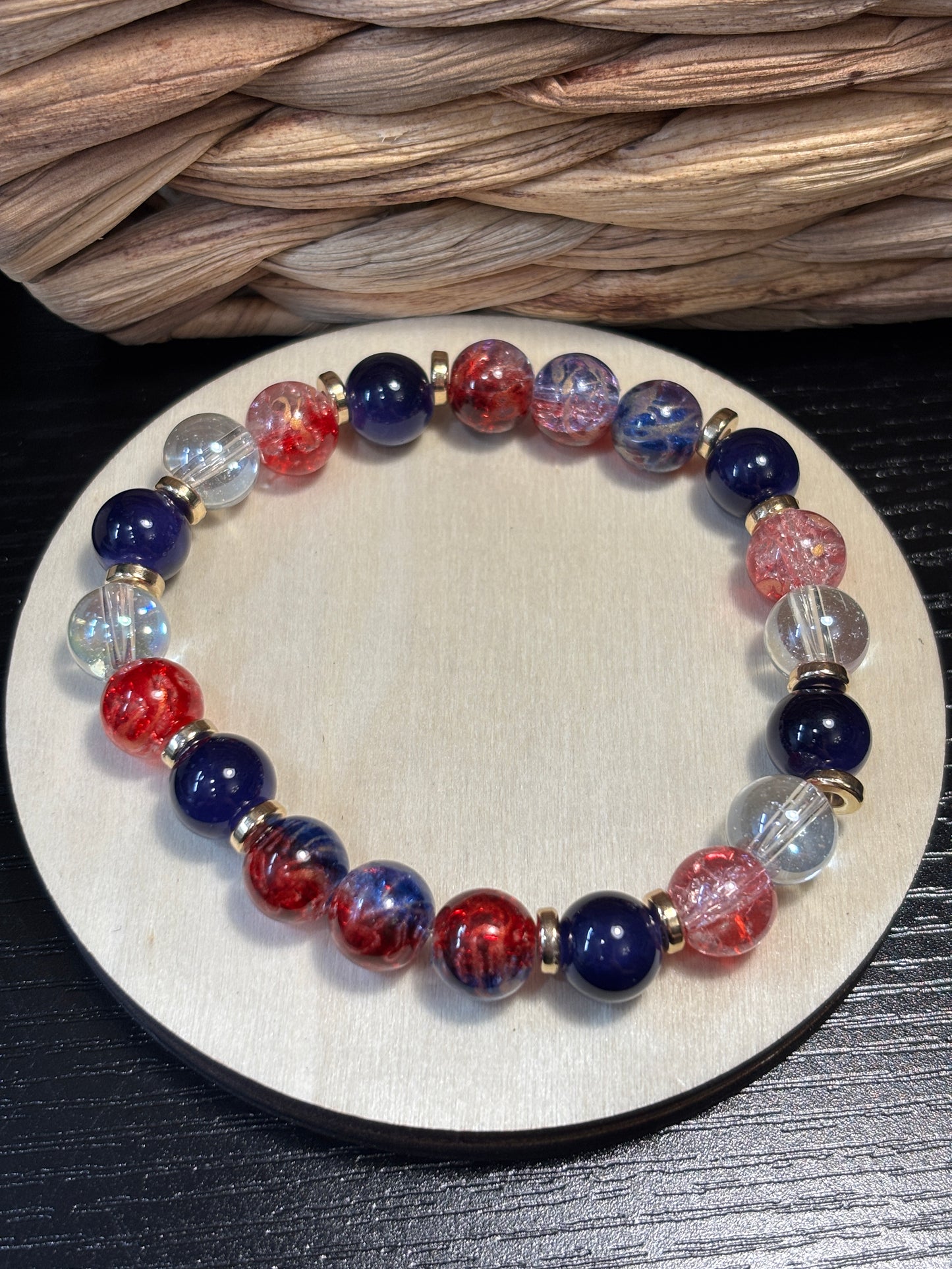 "Freedom II" - Handmade Glass Beaded Stretch Bracelet