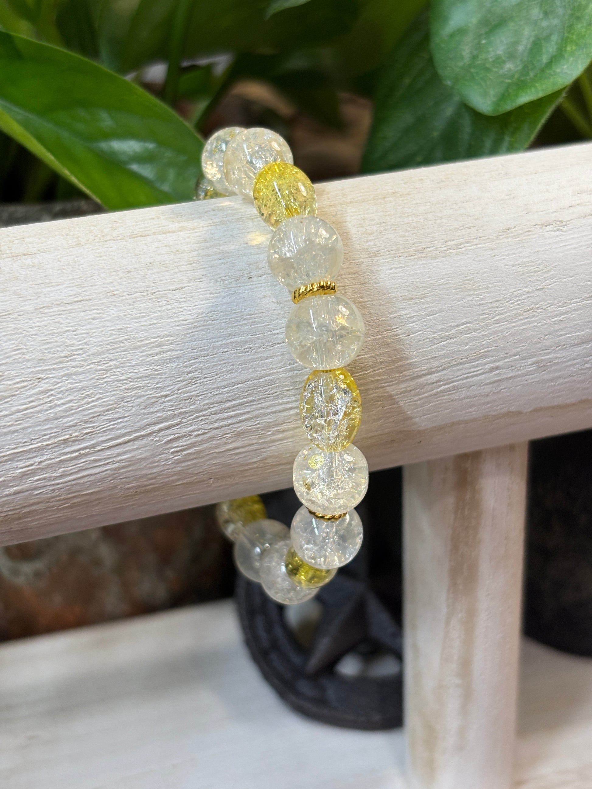 Lemon  Handmade Glass Beaded Stretch Bracelet - 2